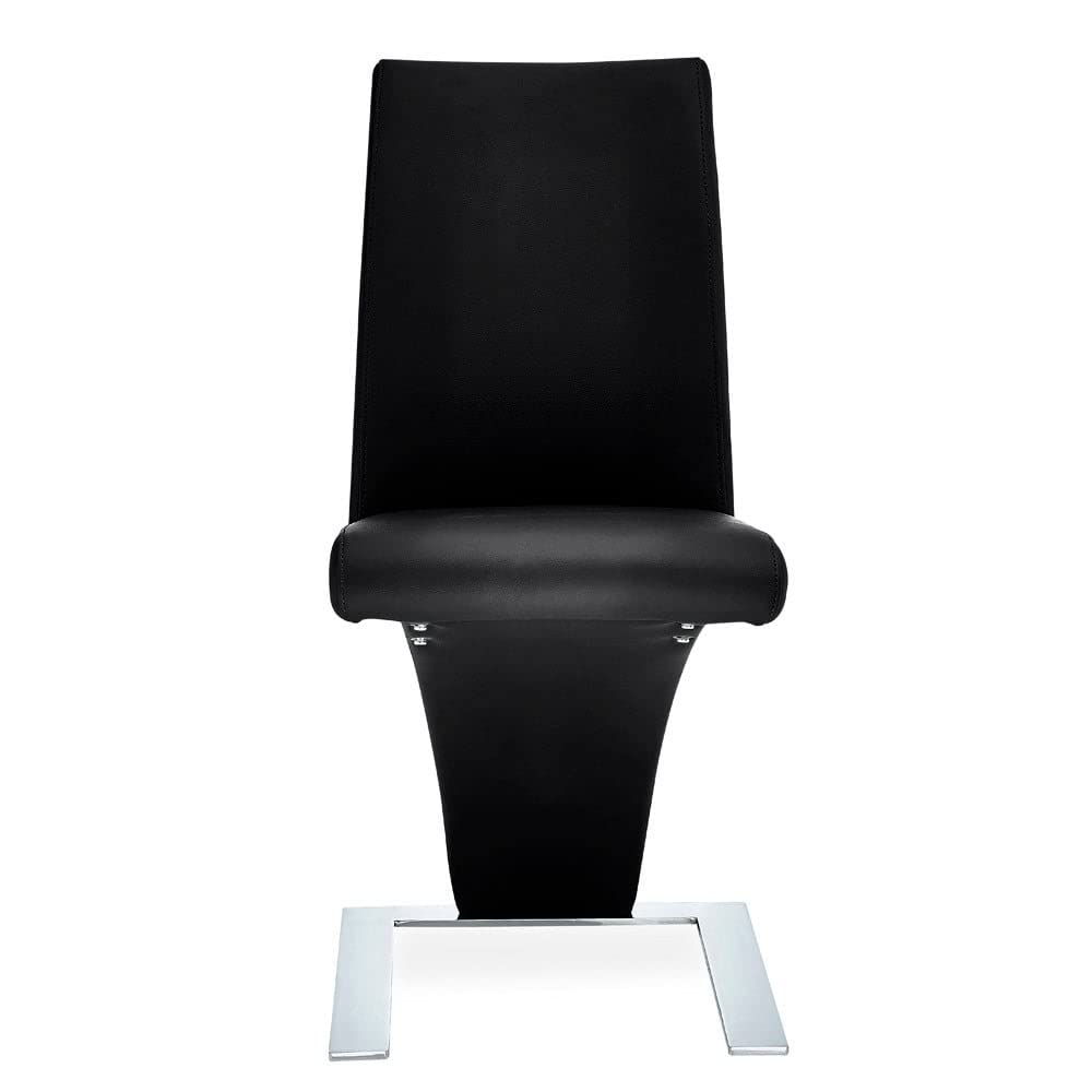 Modern Mesa Dining Chair - Black Leatherette Upholstery with Stainless Steel Frame - Contemporary Kitchen & Dining Room Furniture for Home & Restaurant Use