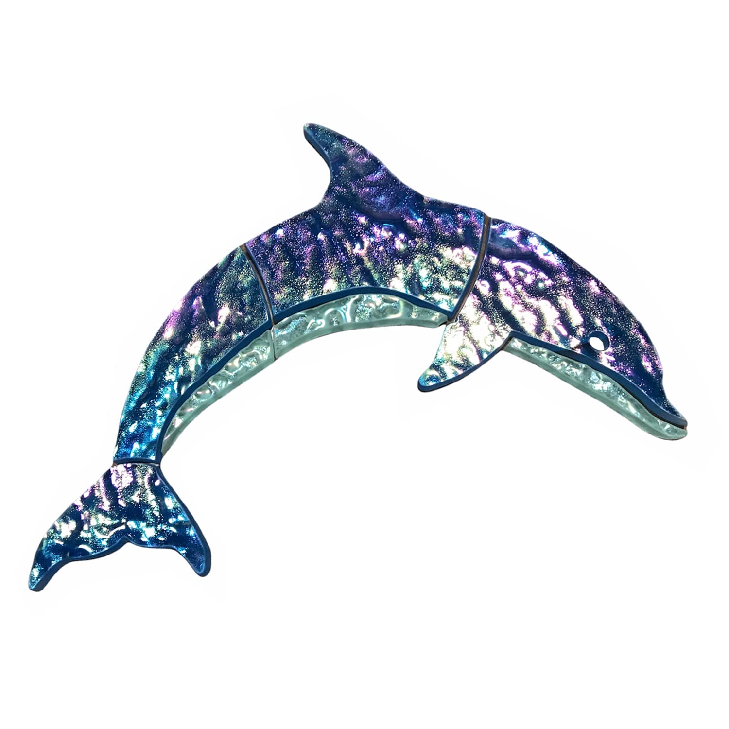 Custom Dolphin Glass Mosaic Tile for Swimming Pool Steps - Two-Tone Aquatic Design (12.5