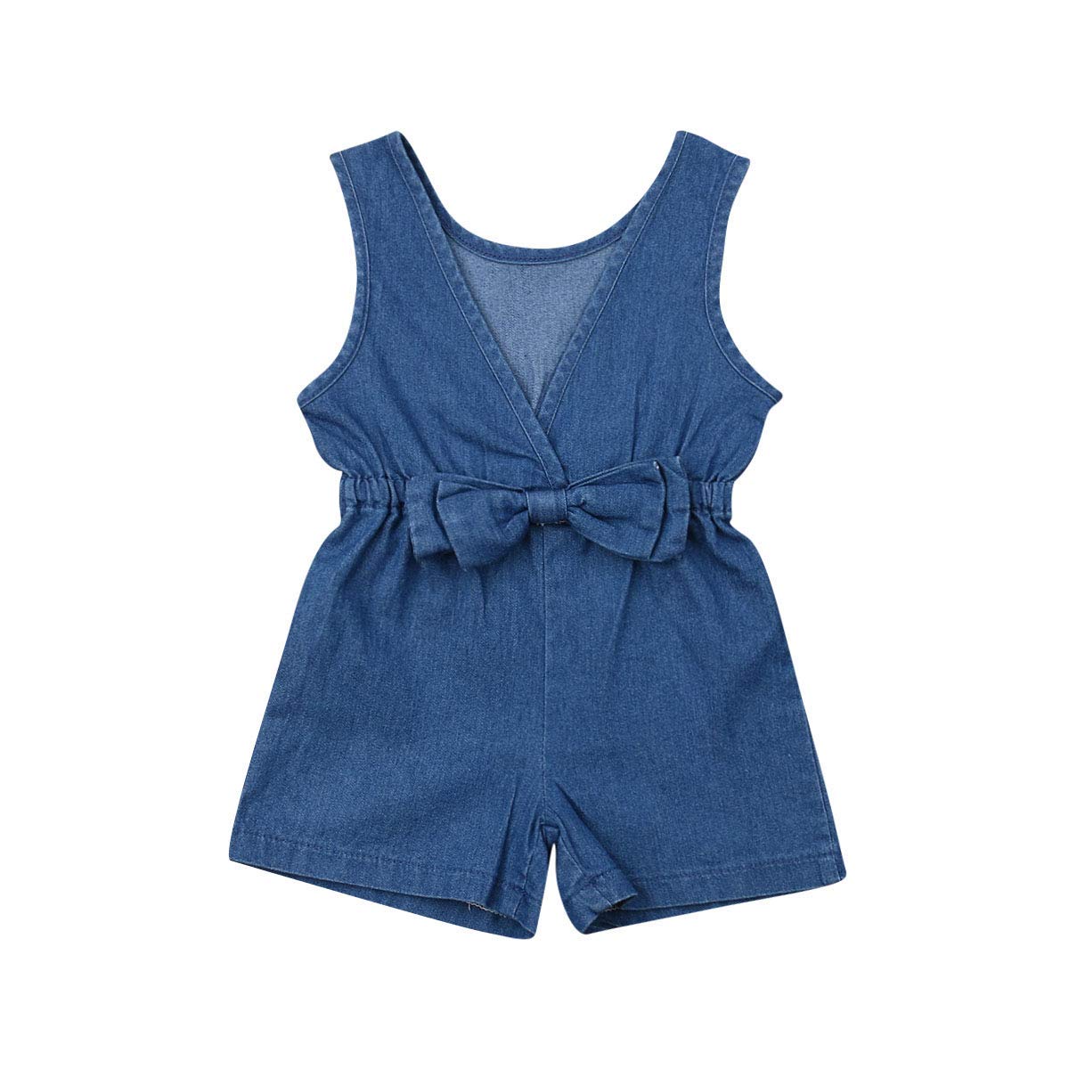 DOSYZTO Toddler Girls Denim Romper Jumpsuit with Bowknot - Cute Baby Outfit for Playdates & Photo Shoots