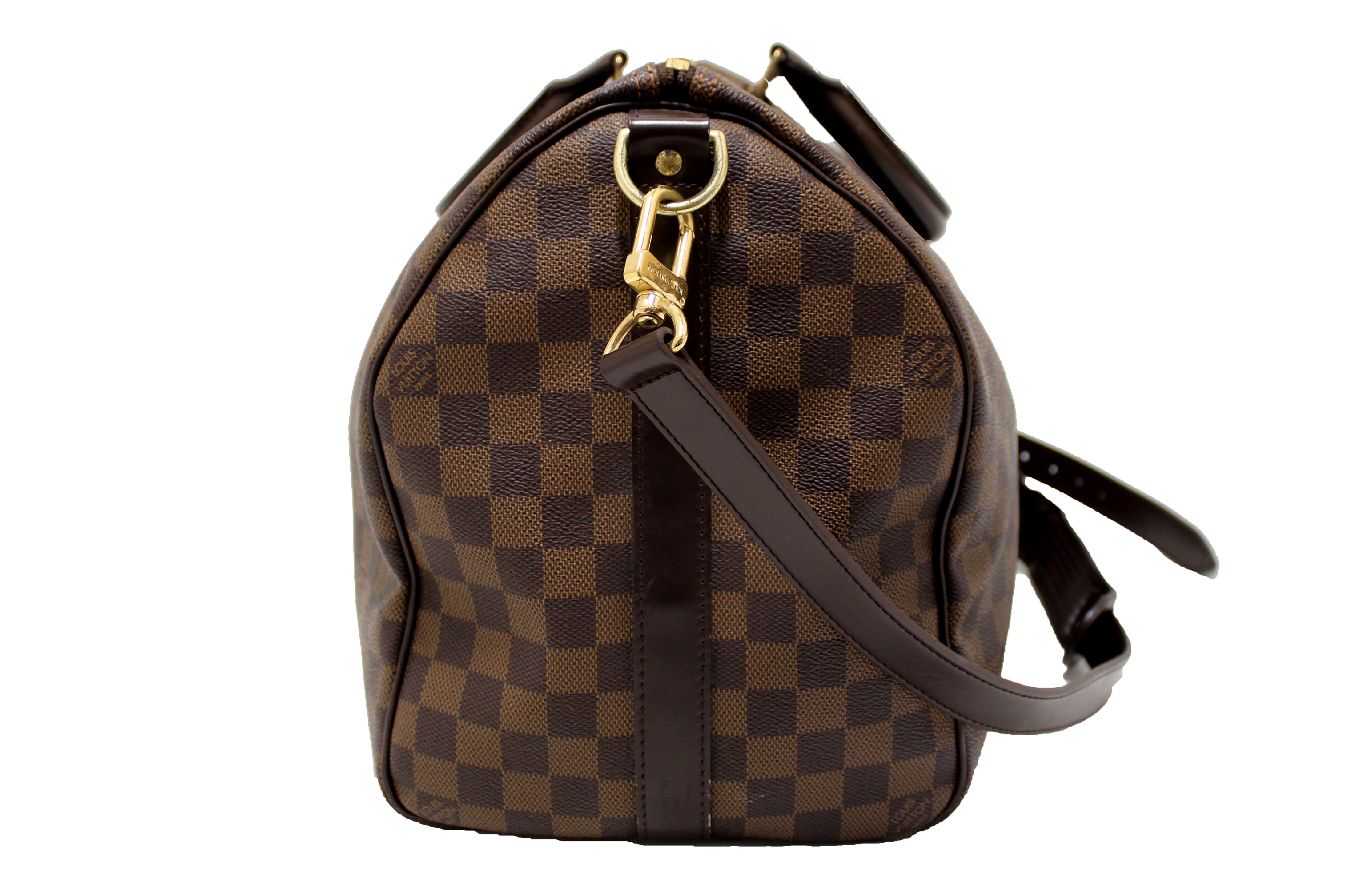 Authentic Louis Vuitton Damier Ebene Keepall Bandouliere 45 Travel Duffle Bag - Luxury Weekend Getaway & Business Travel Carry-On