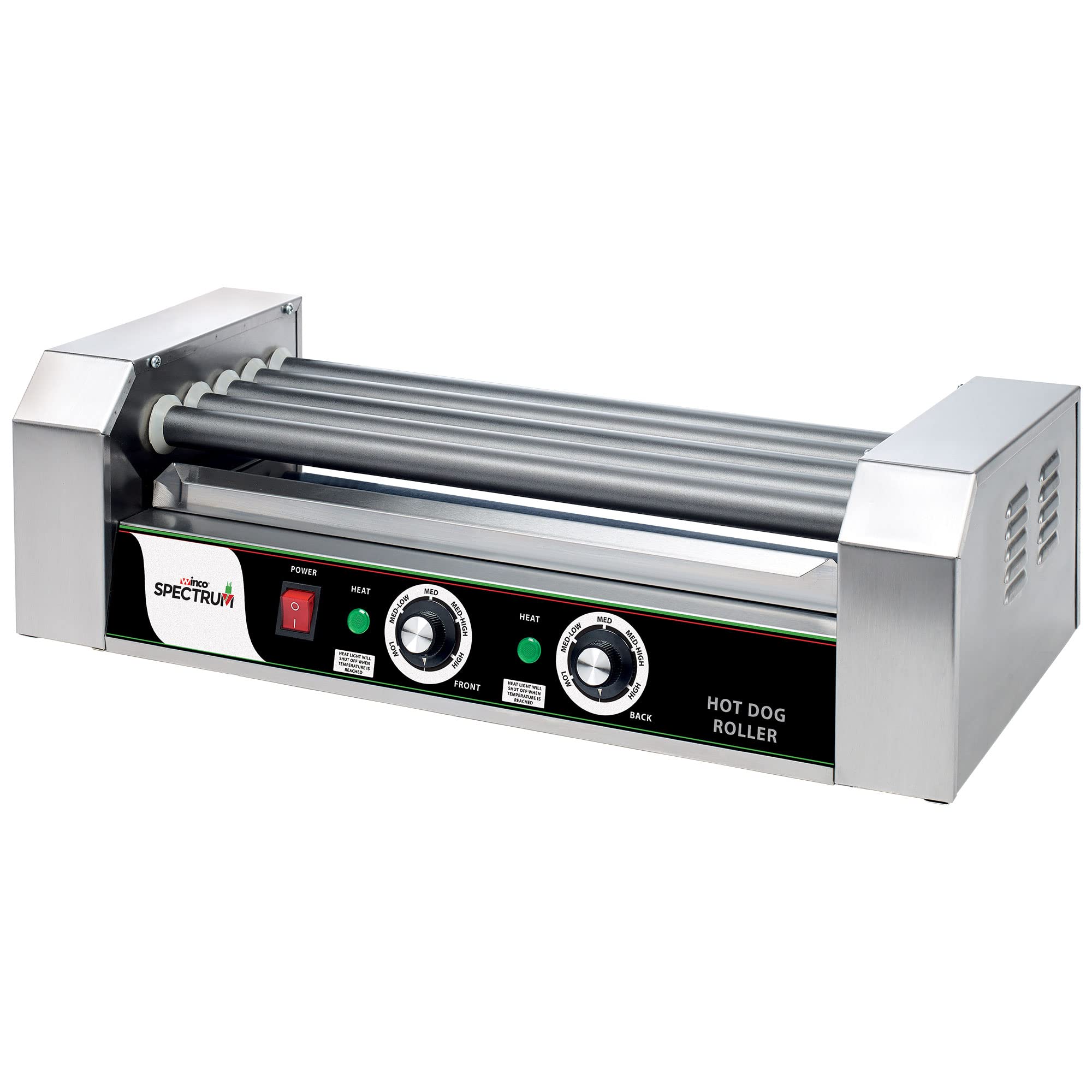Winco EHDG-7R Commercial Electric Hot Dog Grill with 7 Stainless Steel Rollers - Silver | Perfect for Restaurants, Food Trucks & Concession Stands