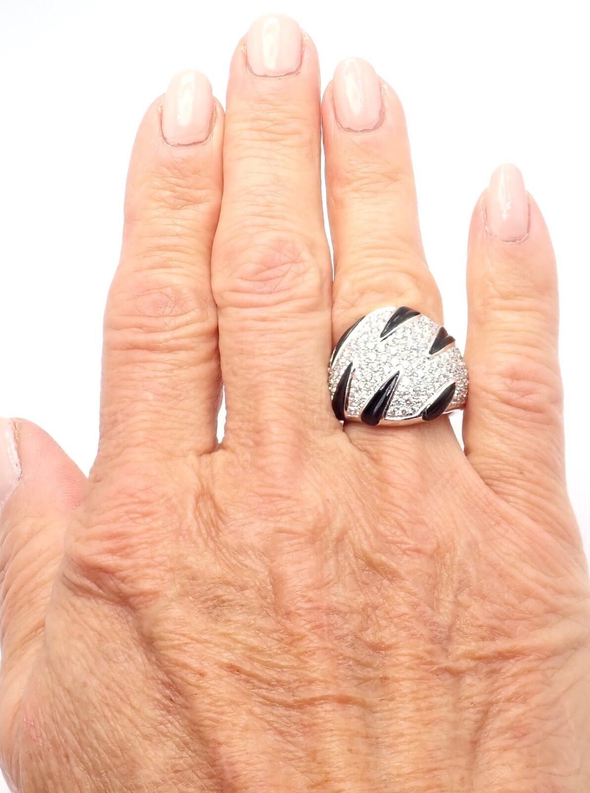 Authentic Cartier Panther Panthere Claw 18k White Gold Diamond Onyx Ring - Size 53 - Luxury Jewelry for Women, Perfect for Weddings, Anniversaries & Special Occasions