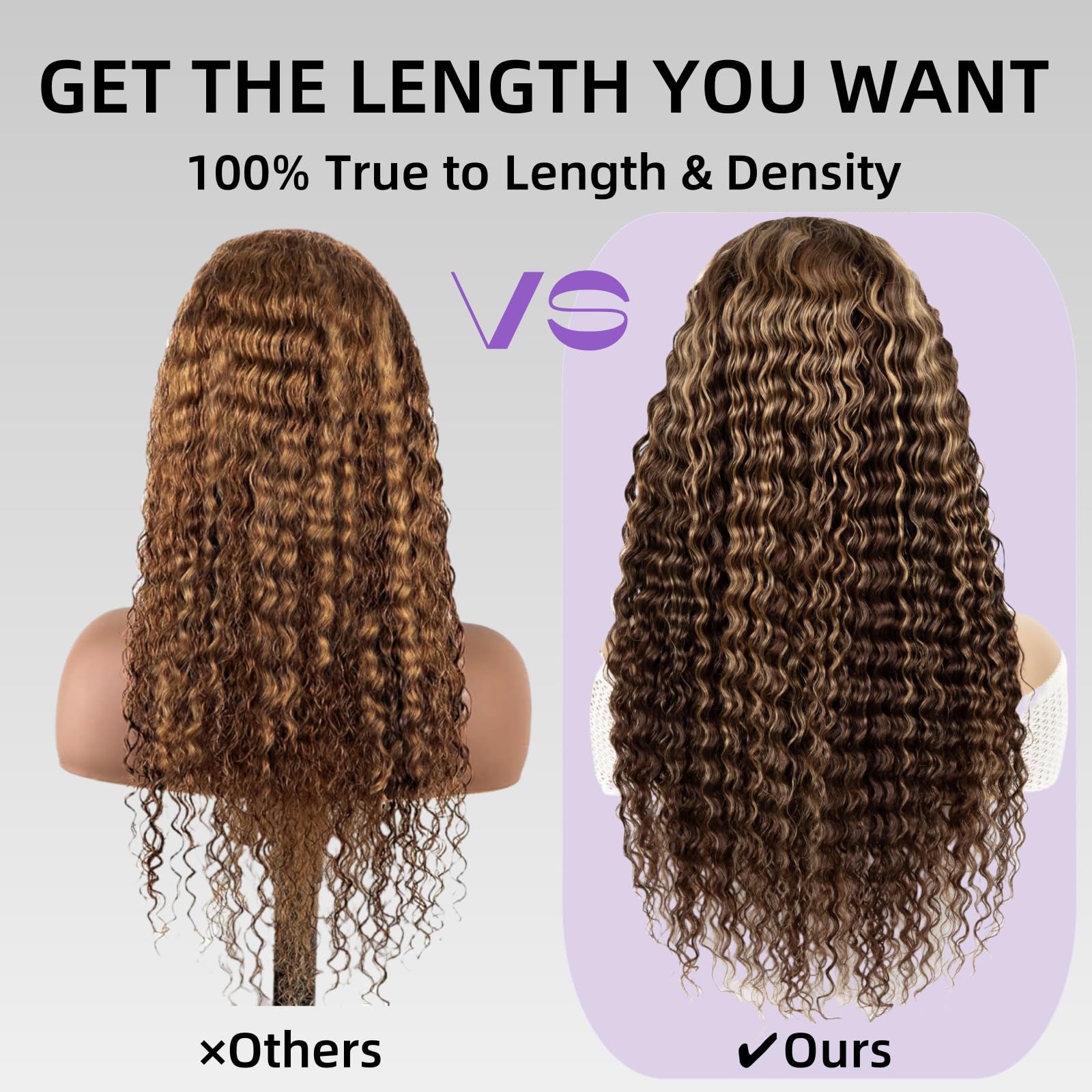Glueless 4x4 Lace Front Wig Human Hair 22 Inch - Pre Plucked Pre Cut 5x5 HD Lace Wigs with 180% Density Deep Wave & Ombre Color | No Glue Wear & Go Human Hair Wig for Daily Wear, Parties & Special Occasions