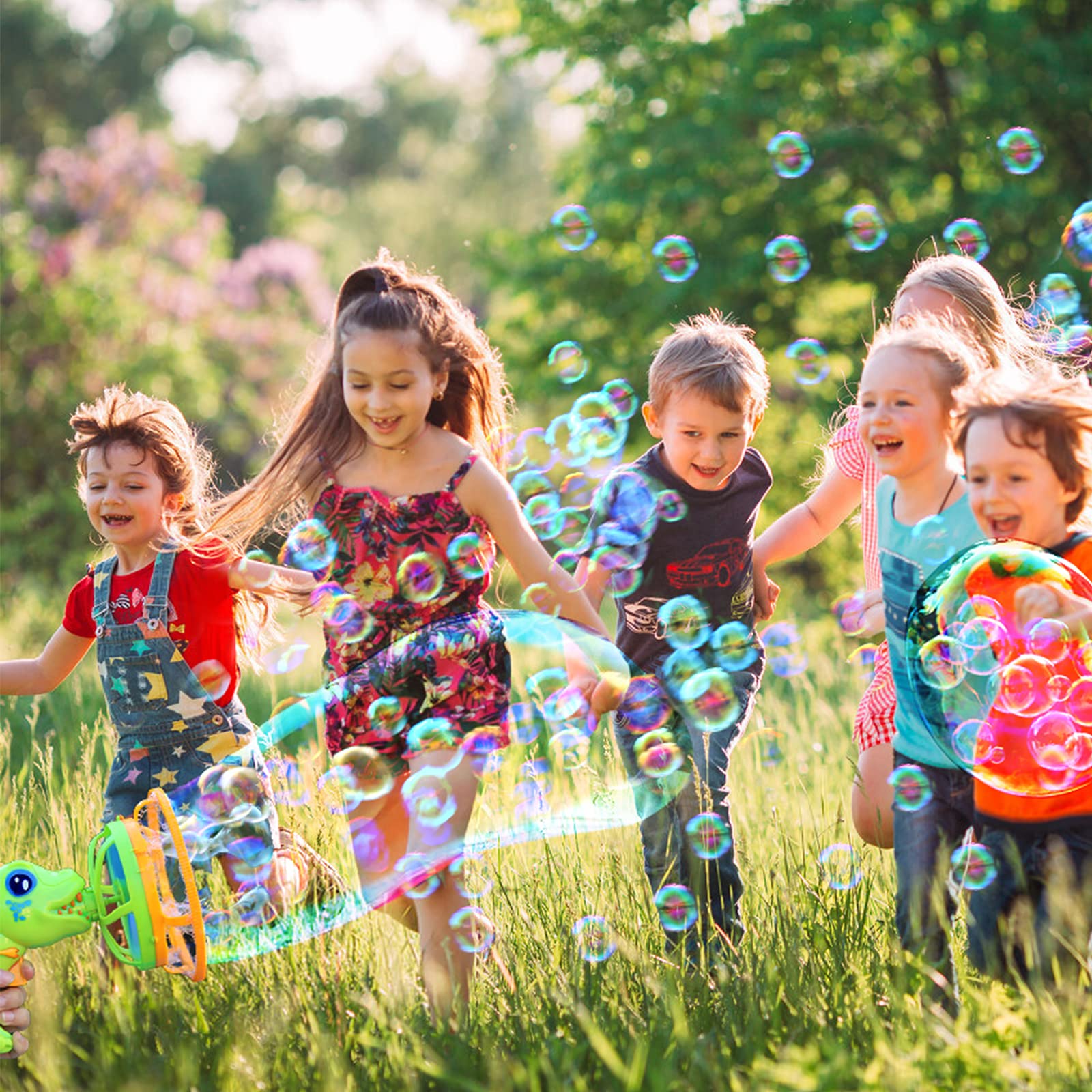 Dinosaur Bubble Blower Toy - Bubble Gun & Bubble Machine for Kids Ages 3-9 | Fun Outdoor Party Favors for Birthday, Christmas & Easter | Great Gift for Boys & Girls (Green) - Perfect for Backyard Play, Park Adventures & Summer Activities