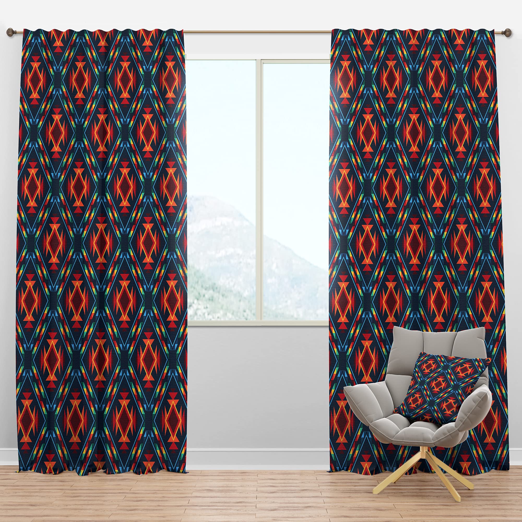 DesignQ Blackout Curtains - Tribal Abstract Pattern Thermal Insulated Window Drapes (52x90, Single Panel) for Bedroom & Living Room | Noise Reduction & Light Blocking for Better Sleep & Privacy