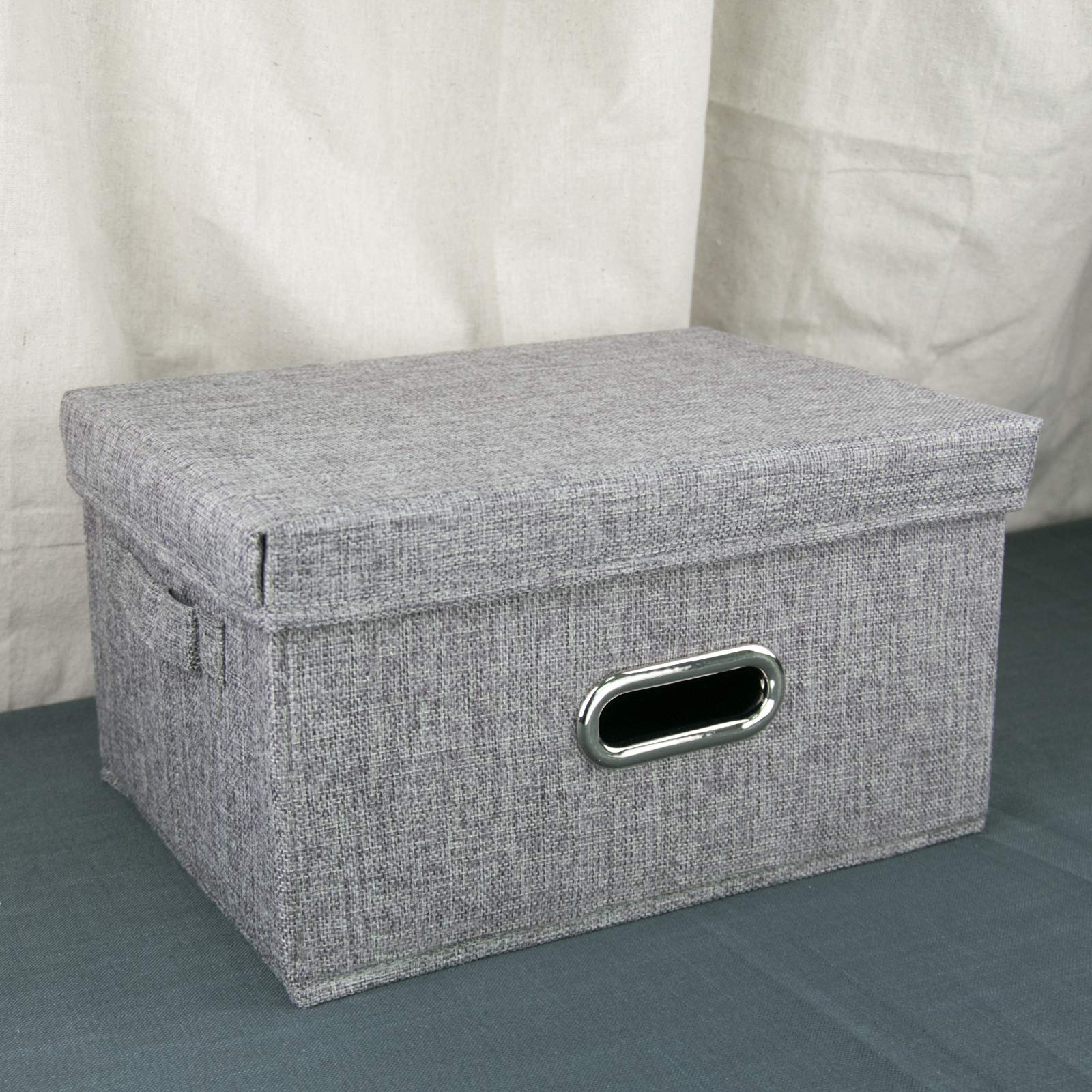 Gray Fabric Storage Bin with Removable Lid - 13