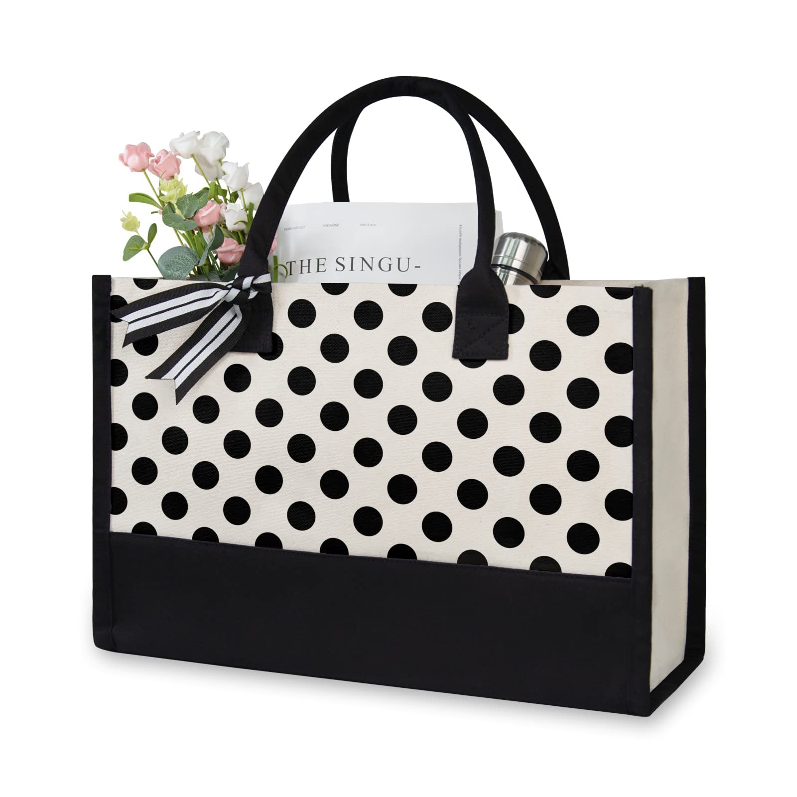 TOPDesign Women's Canvas Beach Tote Bag - Large Vacation Travel Weekender for Weekend Getaways & Short Trips - Personalized Gift Idea for Her Birthday, Friend Present - Perfect for Beach Days, Poolside Lounging & Summer Travel