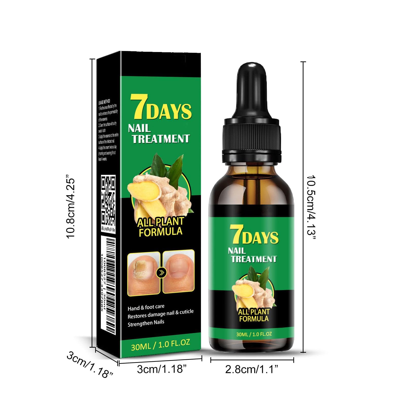 7 Days Nail Fungus Treatment - Ginger & Turmeric Nail Repair Serum for Damaged, Brittle & Peeling Nails | Fast Absorbing, Non-Greasy Cuticle Oil | Hydrating Nail Care Solution for Fungal Infections & Healthy Nails | Perfect for Daily Use at Home or Salon