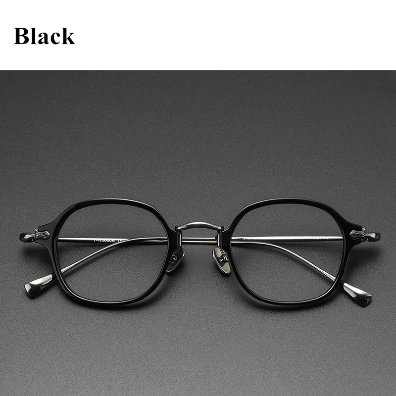Stylish Unisex Black Titanium Acetate Square Eyeglasses Frame 49183 - Perfect for Work, Reading & Fashion Accessories
