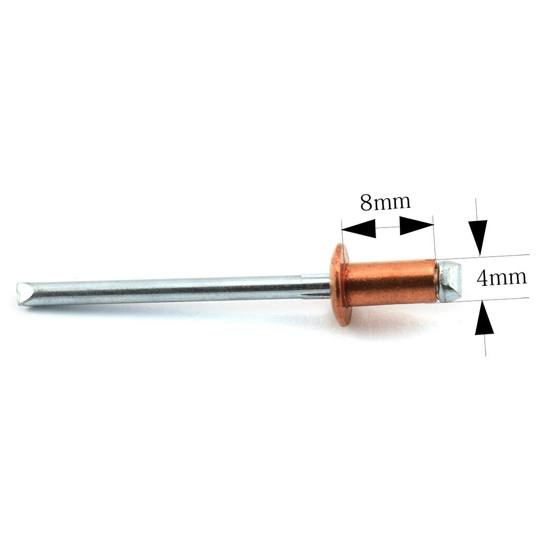 HJ Garden 25pcs 4x8mm Copper Blind Pop Rivets - Round Dome Head Open End Fastener Nails for DIY, Metalworking, Furniture Repair & Home Decor Projects