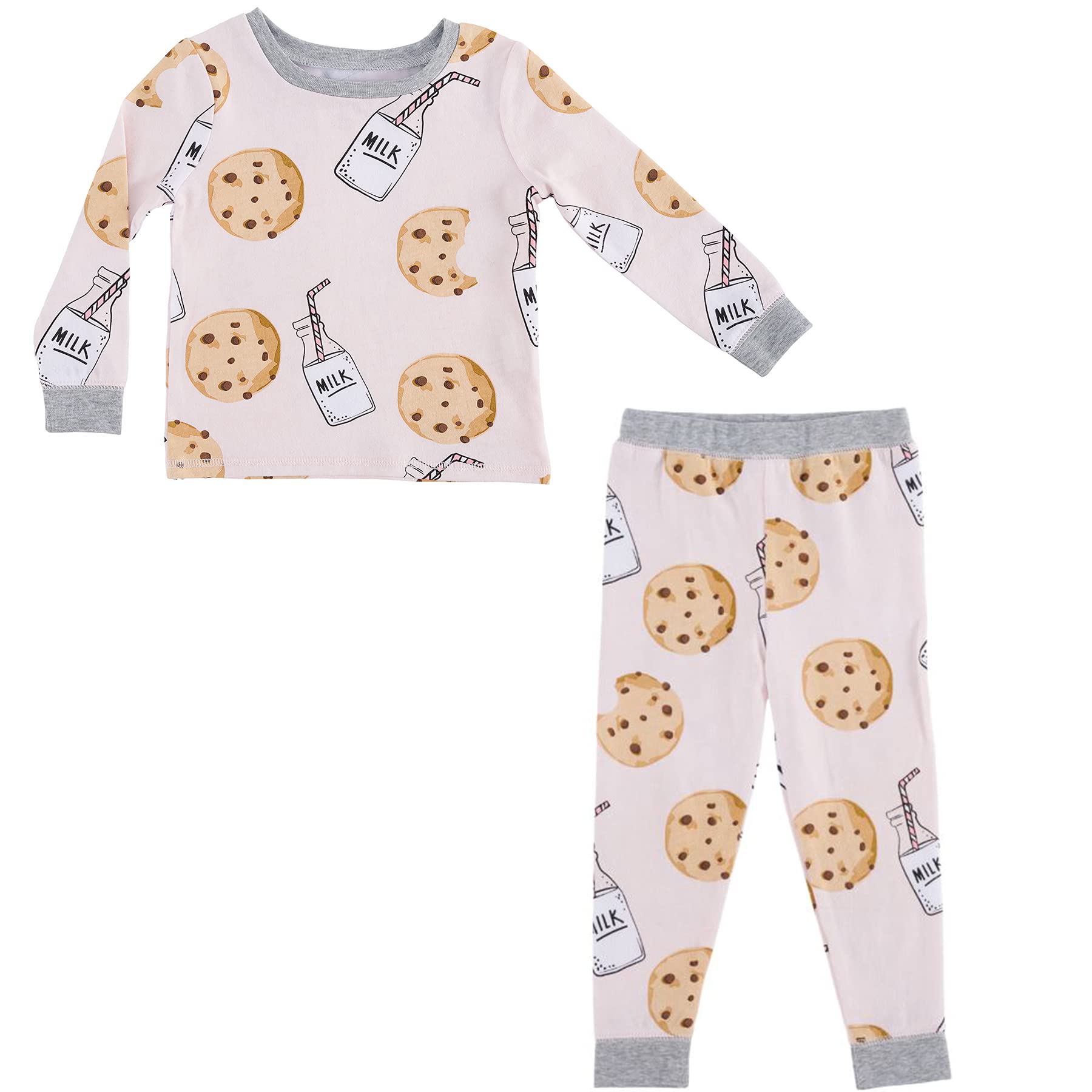 Mud Pie Baby Girls' Milk and Cookies Pajama Set - Soft Pink Cotton Pajamas for Toddlers & Infants | Perfect for Bedtime, Sleepovers & Cozy Family Nights