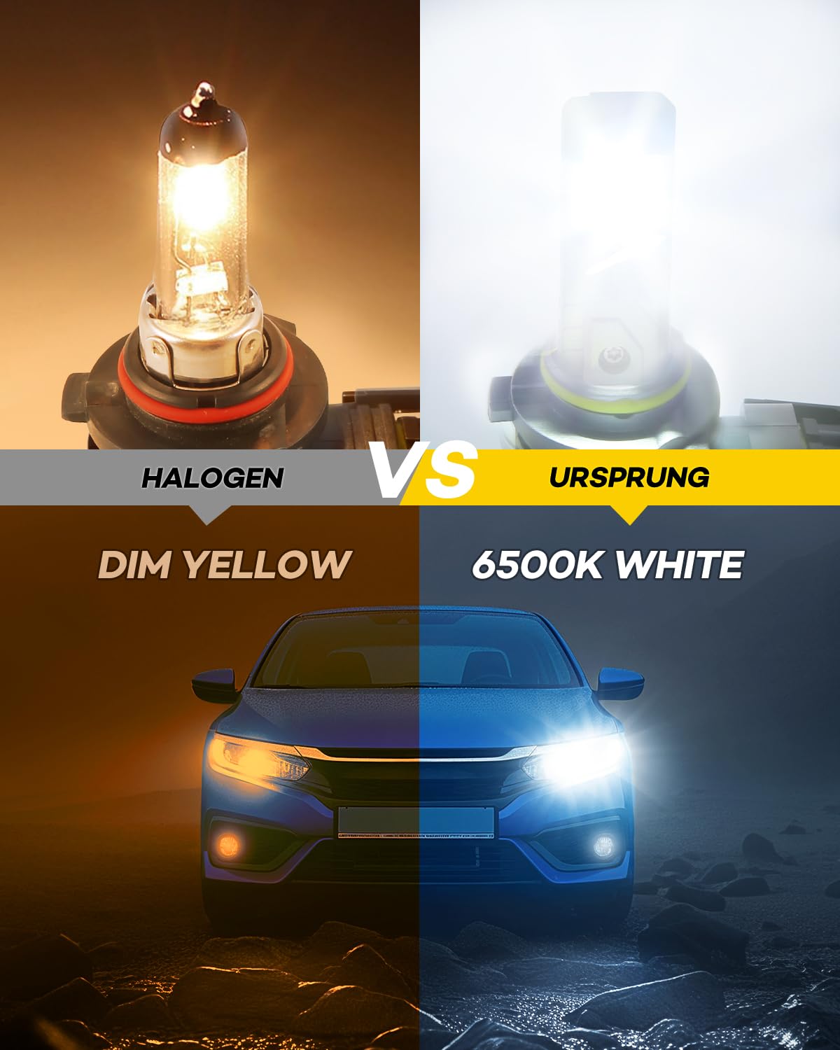 **Ursprung 9005/HB3 9006/HB4 LED Light Bulbs Combo – 60,000LM Super Bright, 6500K Cool White, Mini Size, Plug & Play, CANBus Ready, IP68 Waterproof – Perfect for Fog Lights & Headlights (Pack of 2)**    *(Ideal for Off-Roading, Night Driving & Extreme Weather Conditions)*