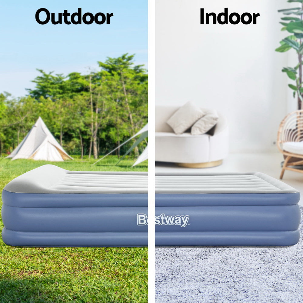 46cm Thick Inflatable Air Mattress with Built-in Pump - Queen Size for Camping, Guest Beds & Travel Comfort