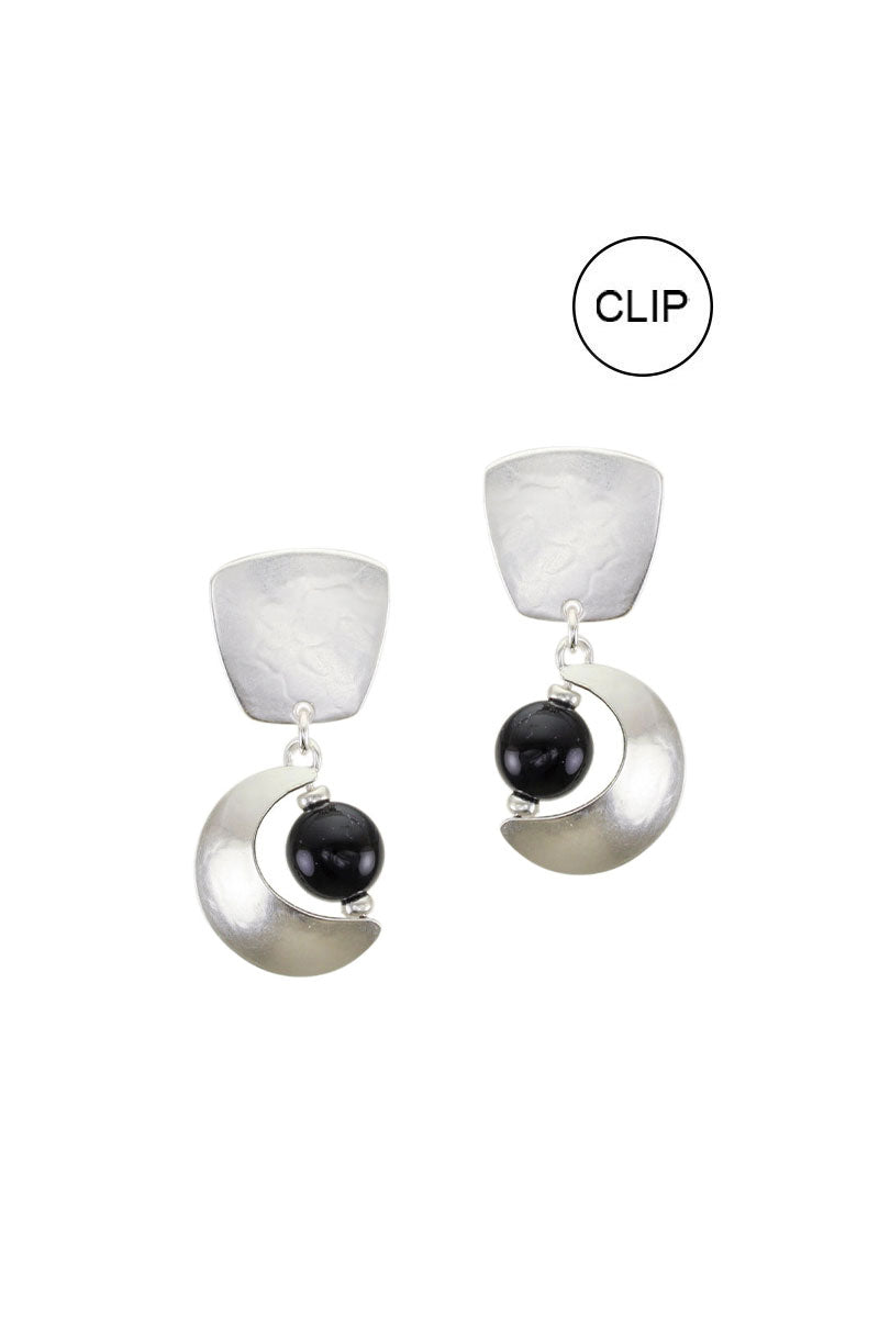 Trendy Crescent Bead Clip-On Earrings for Women – Lightweight Non-Piercing Fashion Jewelry for Parties, Weddings & Everyday Wear