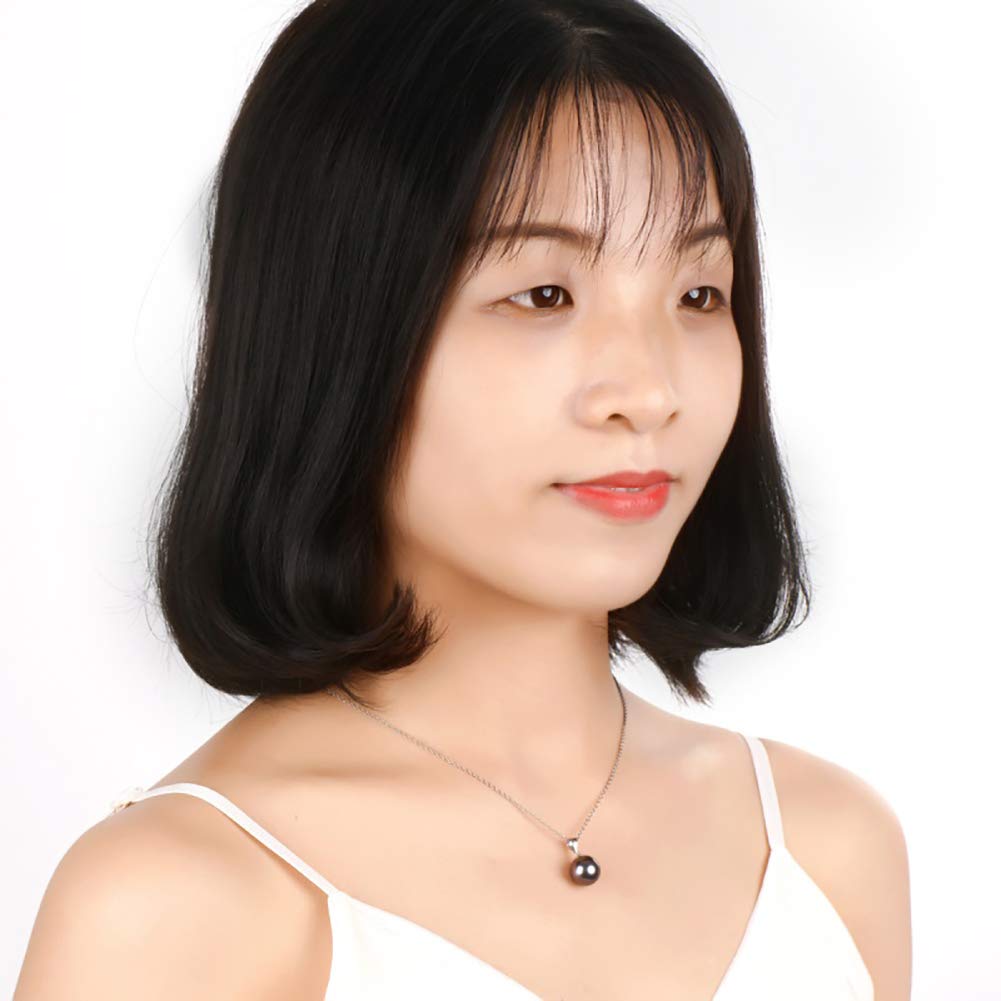10-11mm Tahitian Black Pearl Pendant Necklace in 18K White Gold with 18