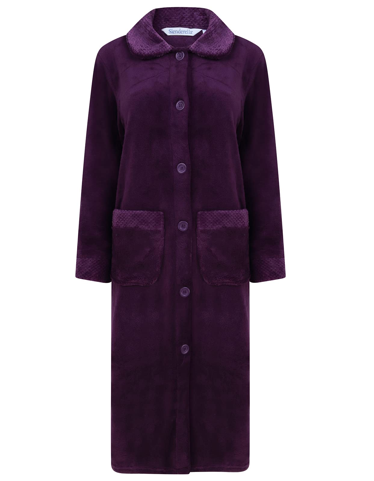 Women's Coral Fleece Button-Up Bathrobe with Waffle Texture - Soft & Cozy Dressing Gown for Spa, Lounge & Relaxation (Sizes Small to XXXL)