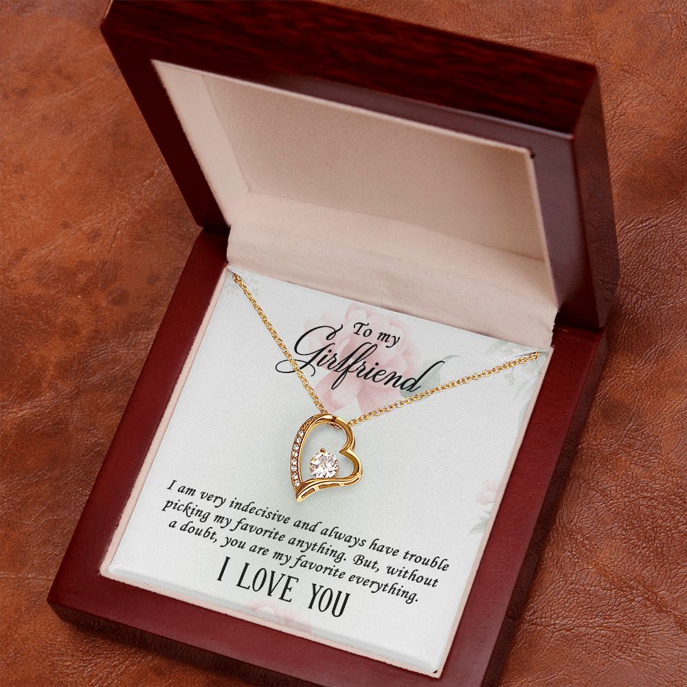 Forever Love Necklace for Girlfriend - Cubic Zirconia Pendant in White or Yellow Gold Finish | Romantic Anniversary Gift, Valentine's Day Present, Birthday Jewelry for Her