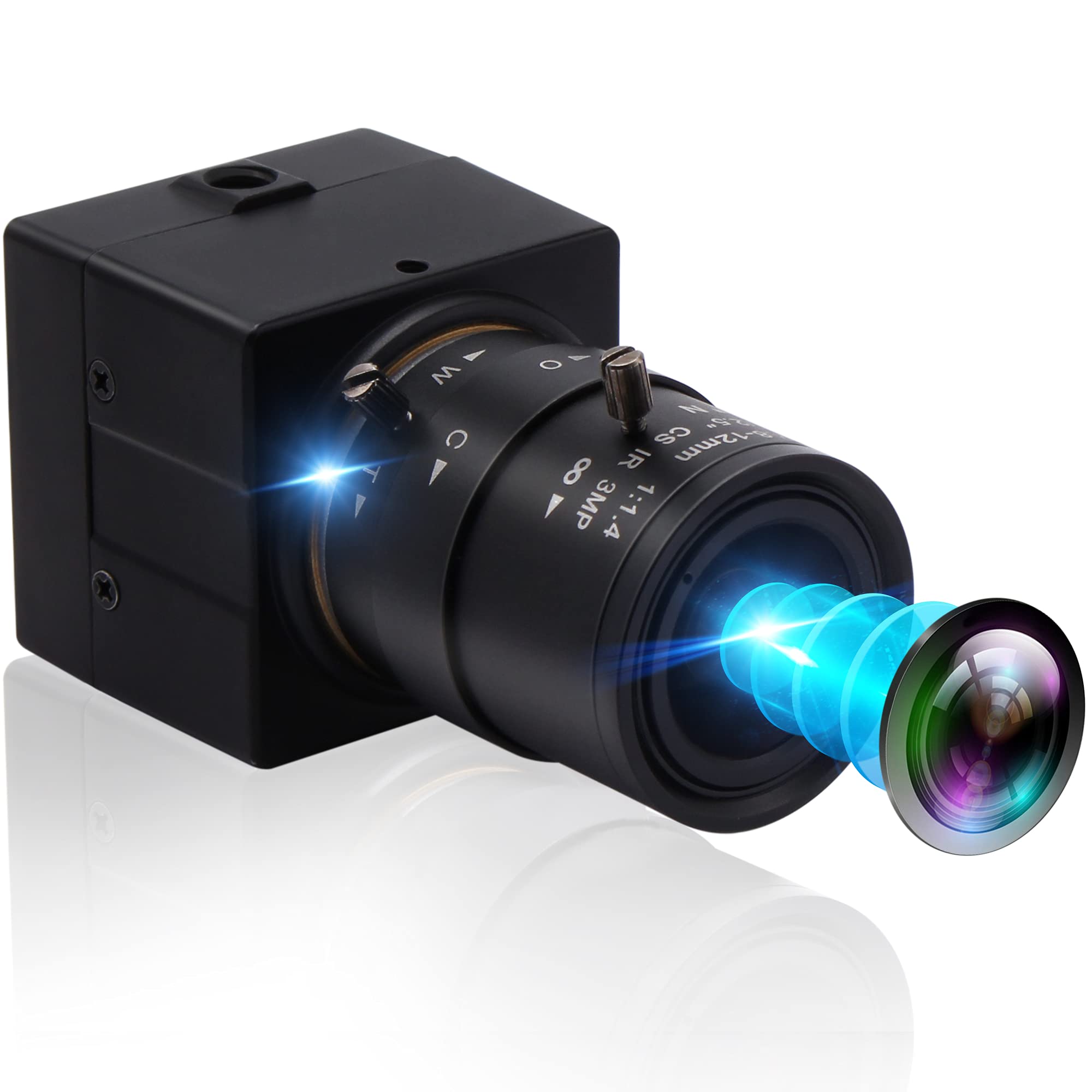 4K USB Webcam with 2.8-12mm 4X Varifocal Manual Lens - 2160P Ultra HD UVC Compliant Computer Camera for Video Conferencing, Live Streaming, OpenCV Support - Perfect for Zoom Meetings, Online Classes & Content Creation