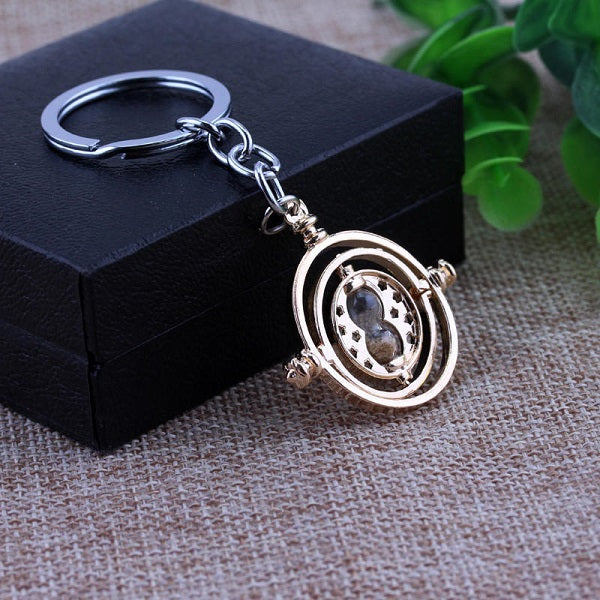 Time Turner Keychain Sand Timer - Harry Potter Inspired Hourglass Necklace for Cosplay, Gift & Collectible - Perfect for Wizards, Fans & Fantasy Lovers
