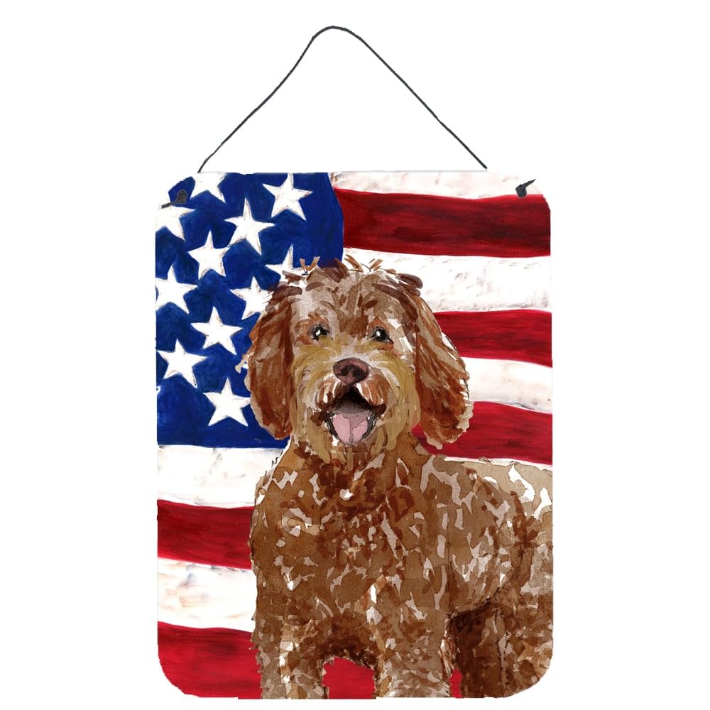 Patriotic USA Labradoodle Metal Wall Art - 12x16 Aluminum Sign for Kitchen, Bar, Bathroom & Front Door Decor | American Flag Dog Themed Home Plaque | Perfect for Pet Lovers & Patriotic Home Décor