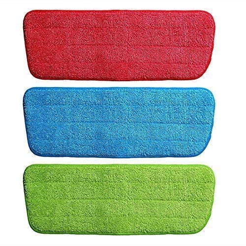 ALMURAT Microfiber Spray Mop Pads - Washable & Reusable Replacement Heads (3-Pack, Multicolor) for Hardwood Floors & Tile Cleaning - Perfect for Kitchen, Bathroom & Home Maintenance