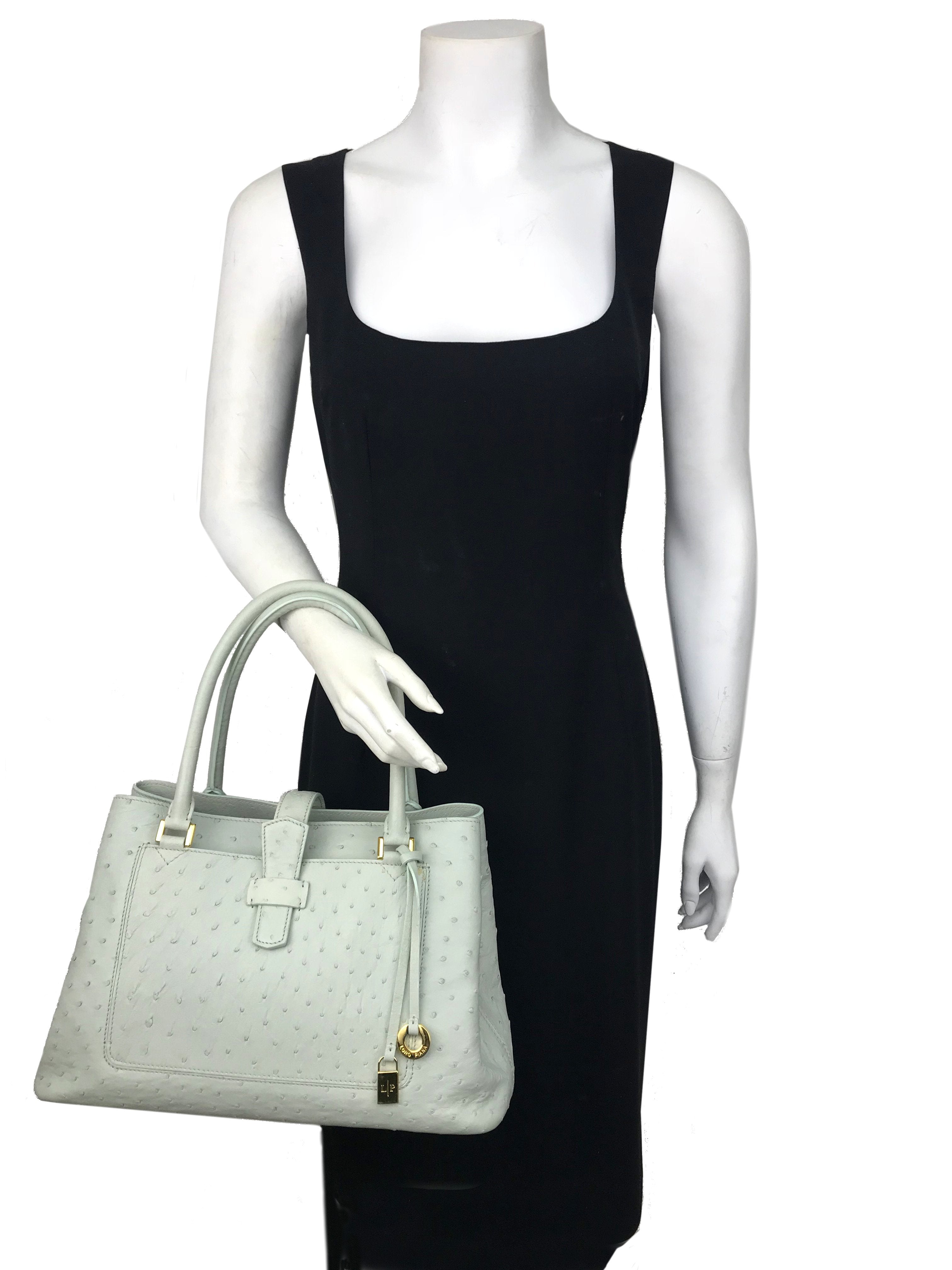 Luxury Loro Piana Ostrich Leather Bellevue Handbag for Women - Elegant Designer Tote Bag for Work, Travel & Everyday Use