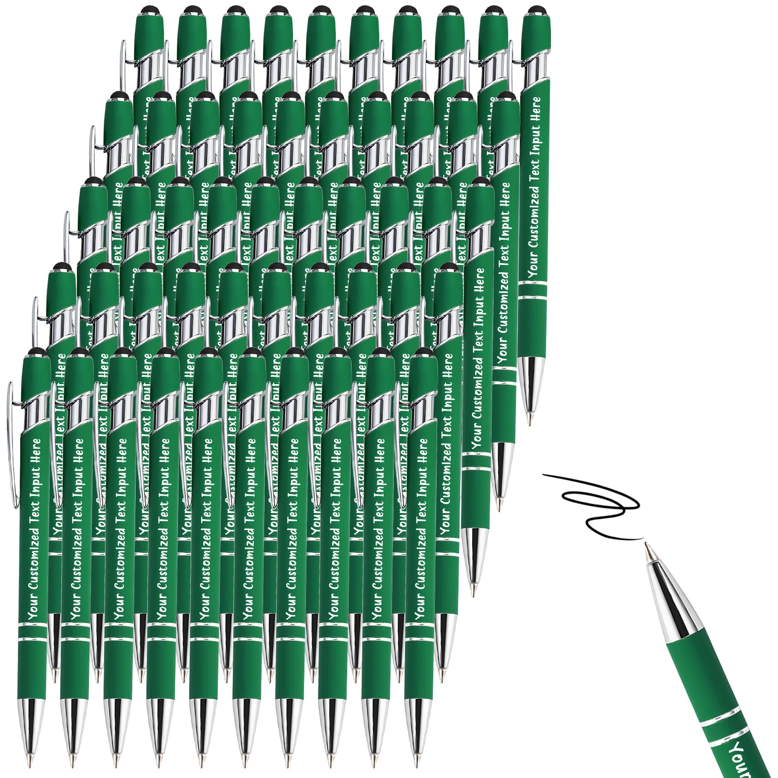 Custom Engraved Ballpoint Pens Bulk 50-500 Pcs - Personalized Name & Logo Office Pens with Soft Black Ink & Touch Stylus - Perfect for Anniversaries, Graduations, Birthdays - Great Corporate Gifts & Promotional Items for Business Events