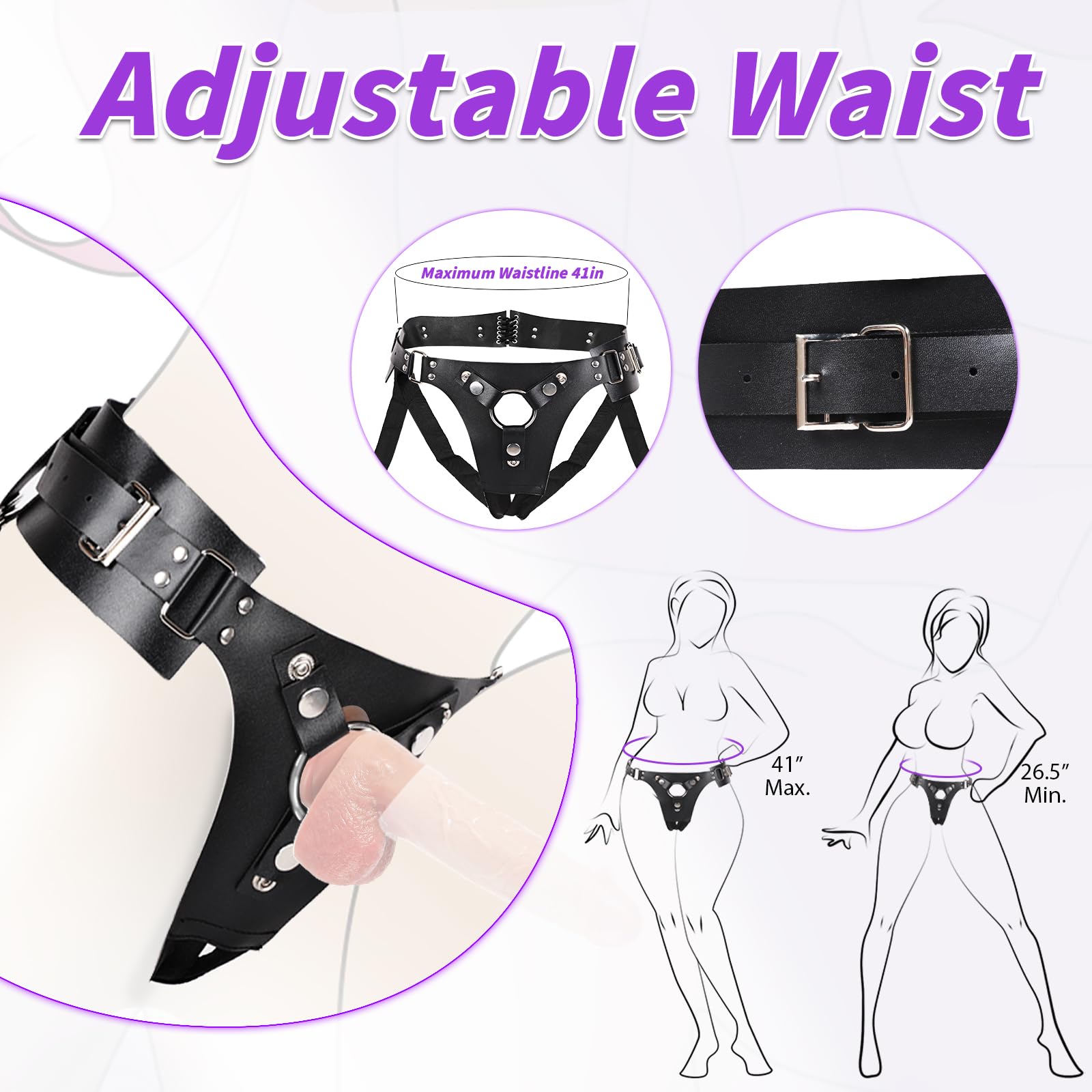 Adjustable Strap On Dildo Harness with 2 Size Replaceable Rings - Pegging Sex Toy for Women & Men, Strapless Adult Toy for Lesbian & Gay Couples - Perfect for Couples Play, BDSM, and Role Reversal Scenes