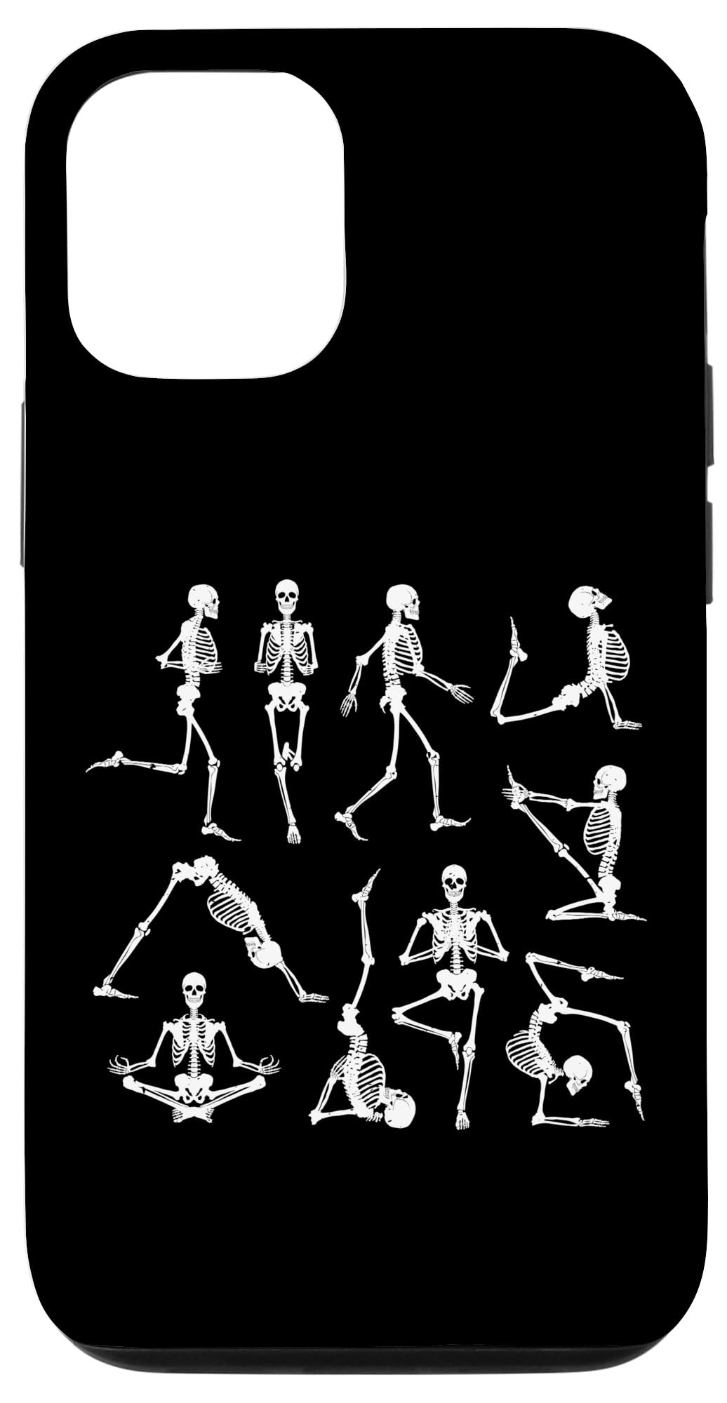 iPhone 12/12 Pro Skeleton Yoga Poses Funny Halloween Flexible Bone Yogi Phone Case - Perfect for Yoga Lovers, Halloween Costumes & Unique Gift Ideas