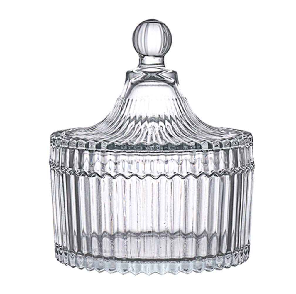 1PCS 300ml/10oz Tent Shaped Crystal Glass Candy Dish with Lid - Candy Box, Sugar Bowl, Biscuit Jar - Perfect for Home, Office, Desk Decor & Candy Buffet Storage