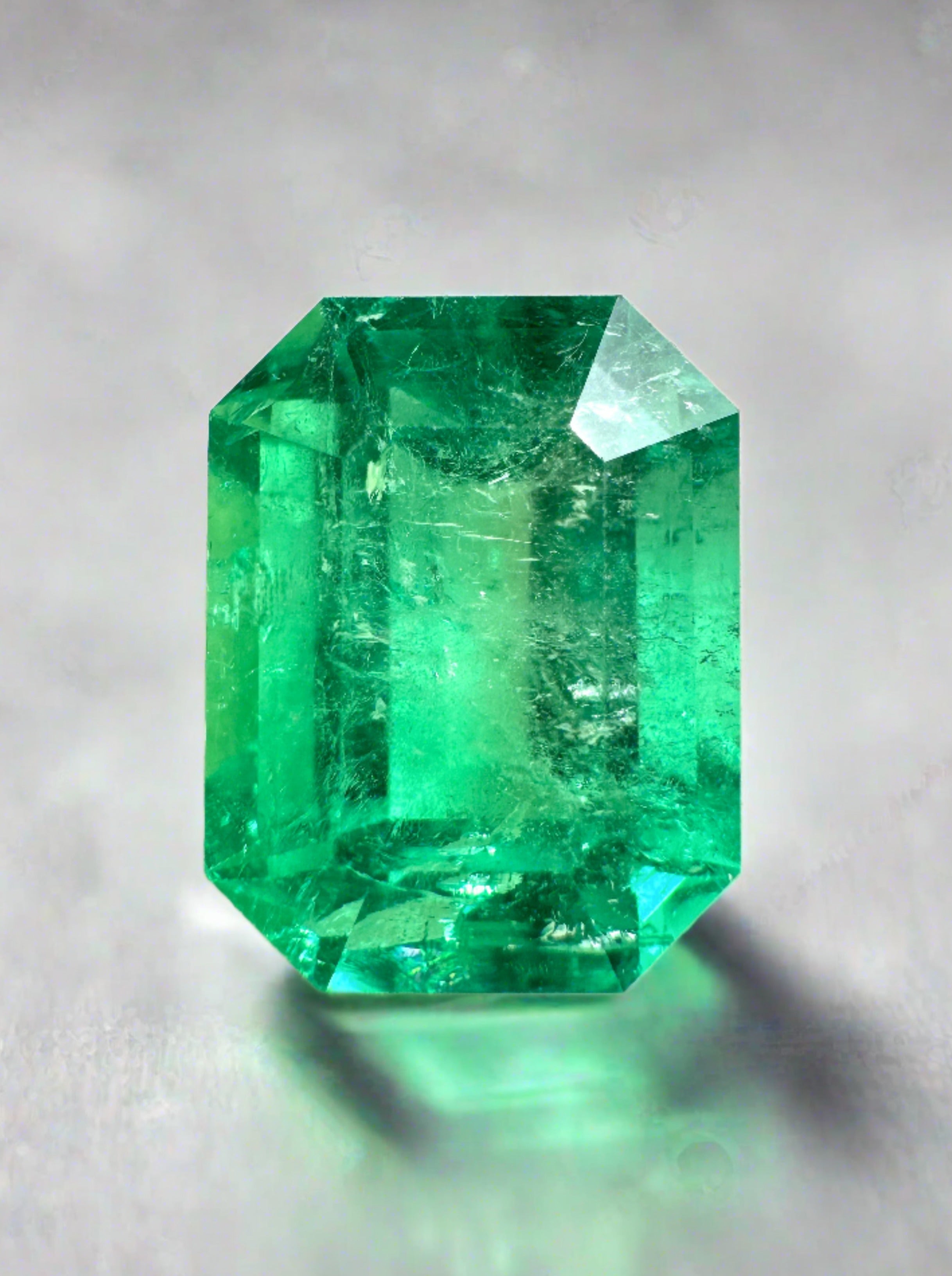 4.70 Carat 11x9mm Yellowish Green Natural Loose Colombian Emerald - Classic Emerald Cut Gemstone for Jewelry Making, Engagement Rings & Collector's Items