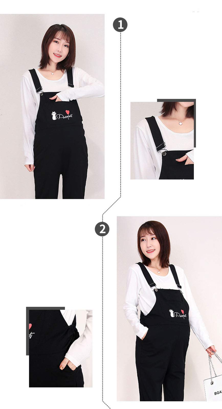Women's Casual Maternity Overalls Dungarees - Stretch Comfortable Pregnancy Jumpsuit for Everyday Wear, Nursing & Outdoor Activities
