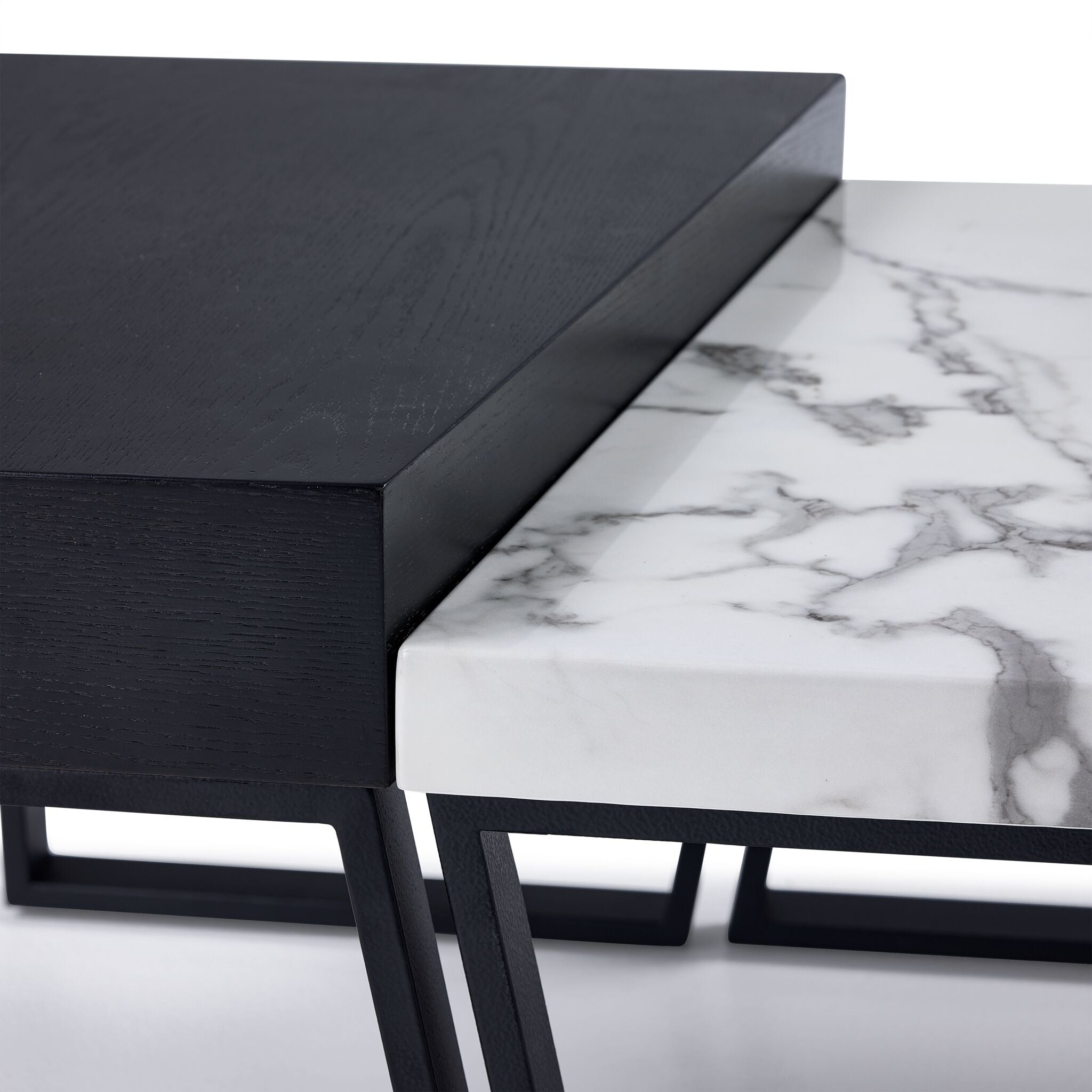 Cora 56-Inch Coffee Table and End Table Set - Modern Living Room Furniture in White, Black & Grey - Perfect for Small Spaces, Apartments & Home Decor