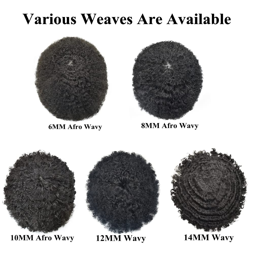 Premium Afro Toupee for Men - 100% Human Hair System with Injected PU Base | Kinky Curly Hair Replacement Unit for African American Men (Jet Black, 6mm) | Perfect for Daily Wear, Special Occasions & Hair Loss Solutions