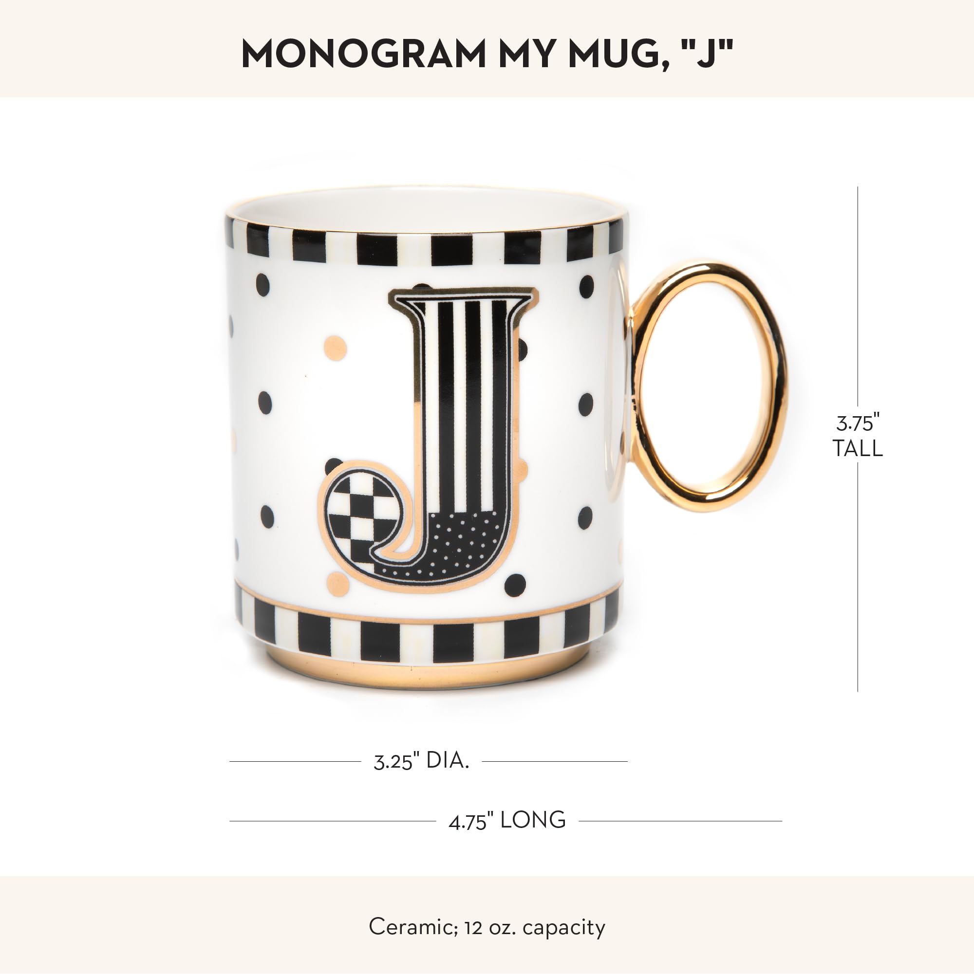MACKENZIE-CHILDS Decorative Ceramic Coffee Mug with Handle - Elegant Tea Cup for Home & Office Use - Perfect Gift for Coffee Lovers & Tea Enthusiasts