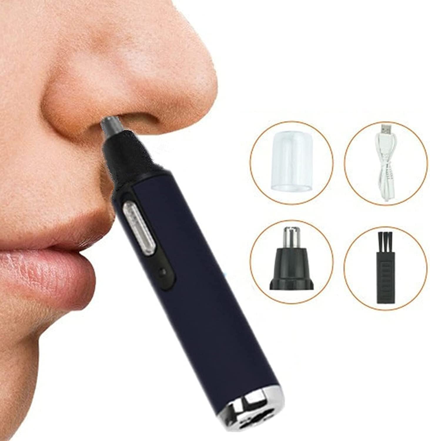 USB Rechargeable Ear Nose Hair Beard Trimmer Clipper for Men & Women - Painless Hair Remover Grooming Kit for Eyebrows, Body & Facial Hair | Perfect for Travel, Home & Salon Use