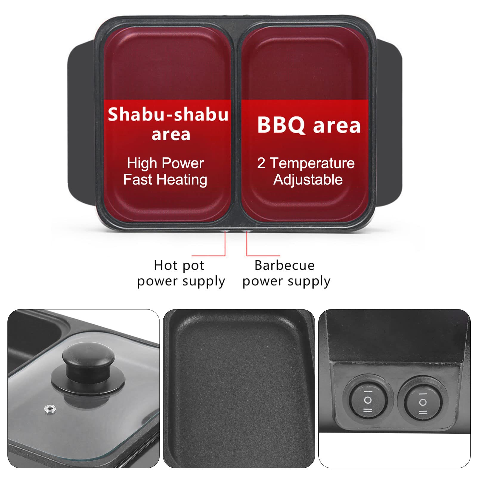2-in-1 Electric Hot Pot & Grill - Non-Stick Indoor Smokeless Korean BBQ with Independent Temperature Control, Portable Multi-Cooker for 1-2 People (Black) | Perfect for Dorm Rooms, Small Apartments & Camping Trips