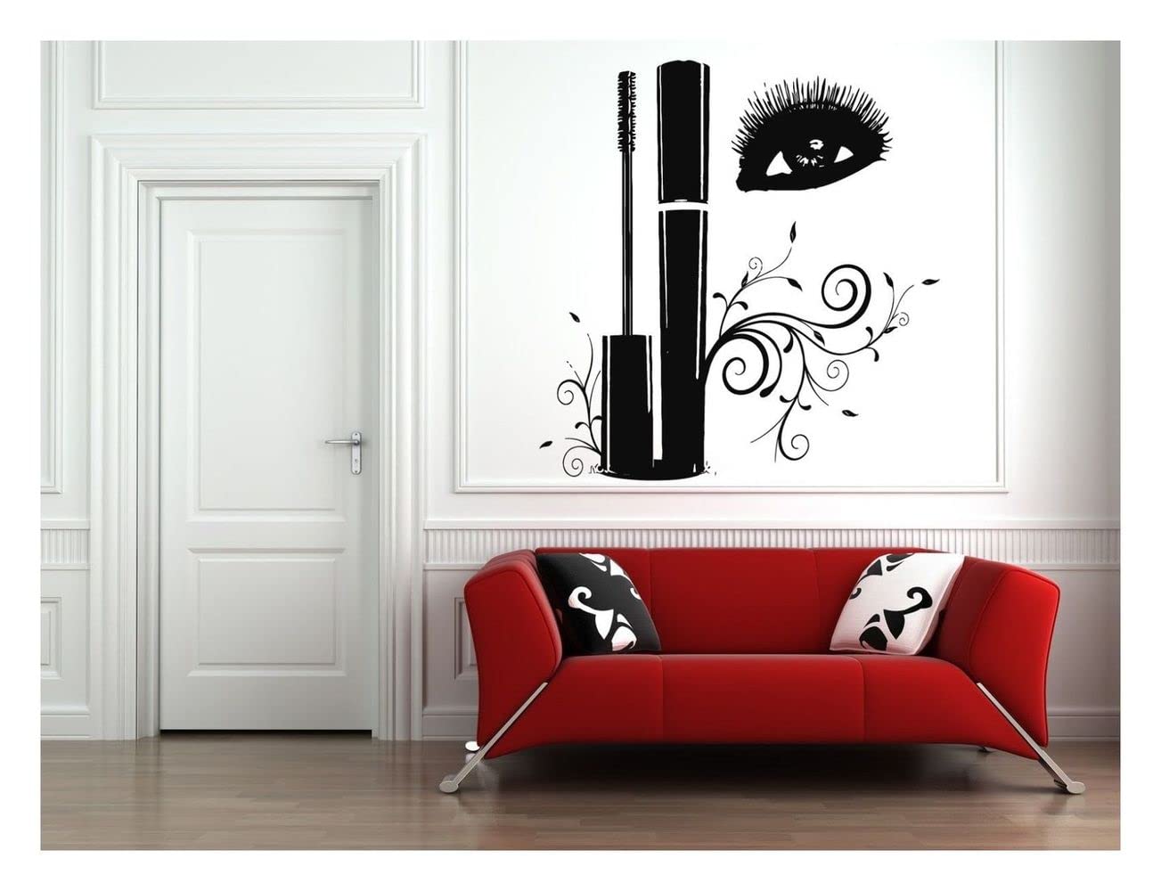 Waterproof Mascara Stickers - Self-Adhesive Makeup Wall Decals for Cosmetic Vanity & Salon Decor - Perfect for Bedroom, Bathroom Mirror & Beauty Studio Decoration