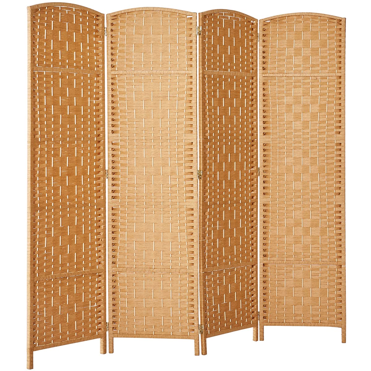 6 ft. Tall Extra Wide Diamond Weave Fiber Room Divider Screen - Light Beige 4 Panel Folding Partition for Home, Office & Event Spaces - Privacy Screen & Decorative Room Separator