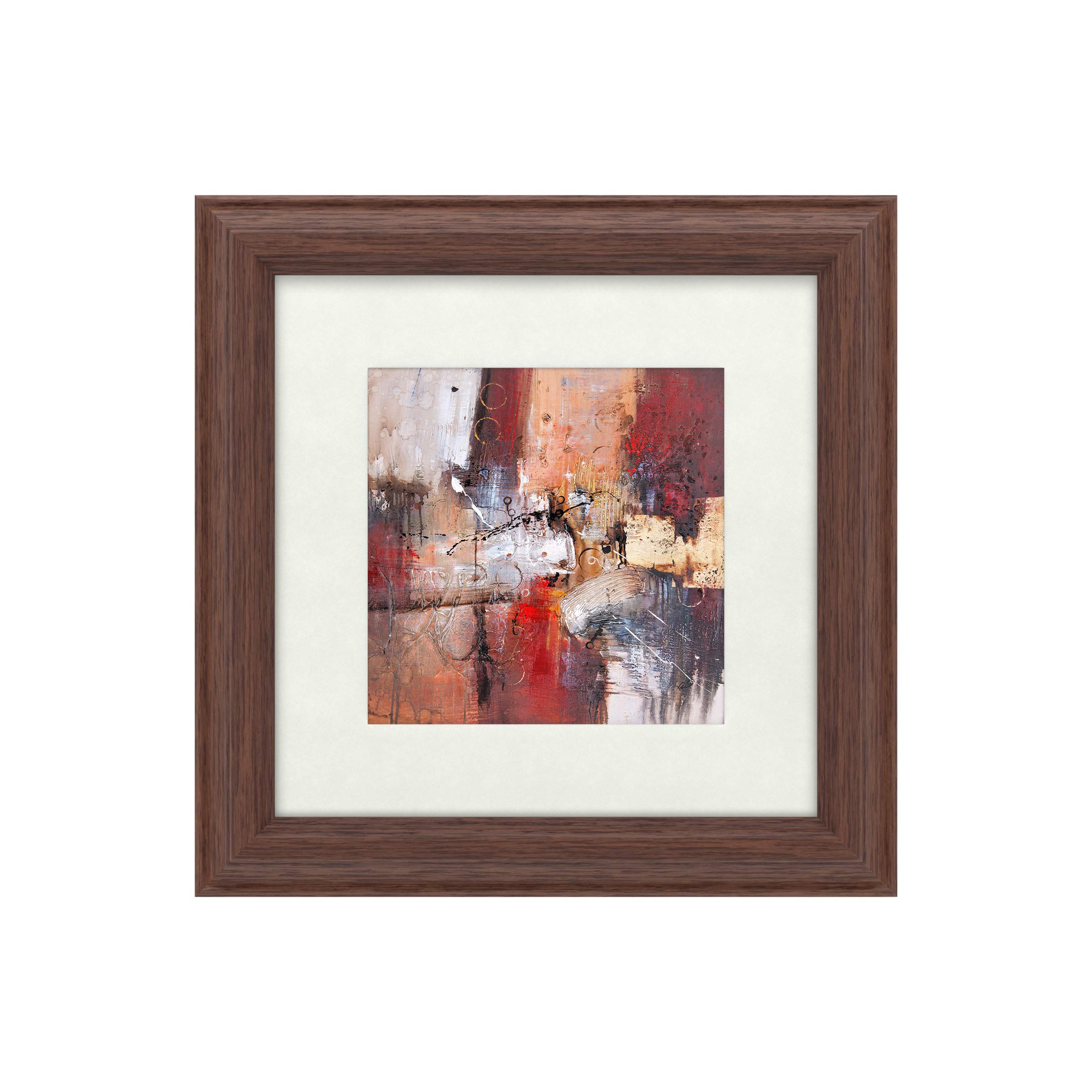 Trademark Fine Art 11x11 Inch White Matte Wood Frame Abstract Cube Wall Art by Rio - Multi-Color Modern Home Decor for Living Room, Bedroom & Office