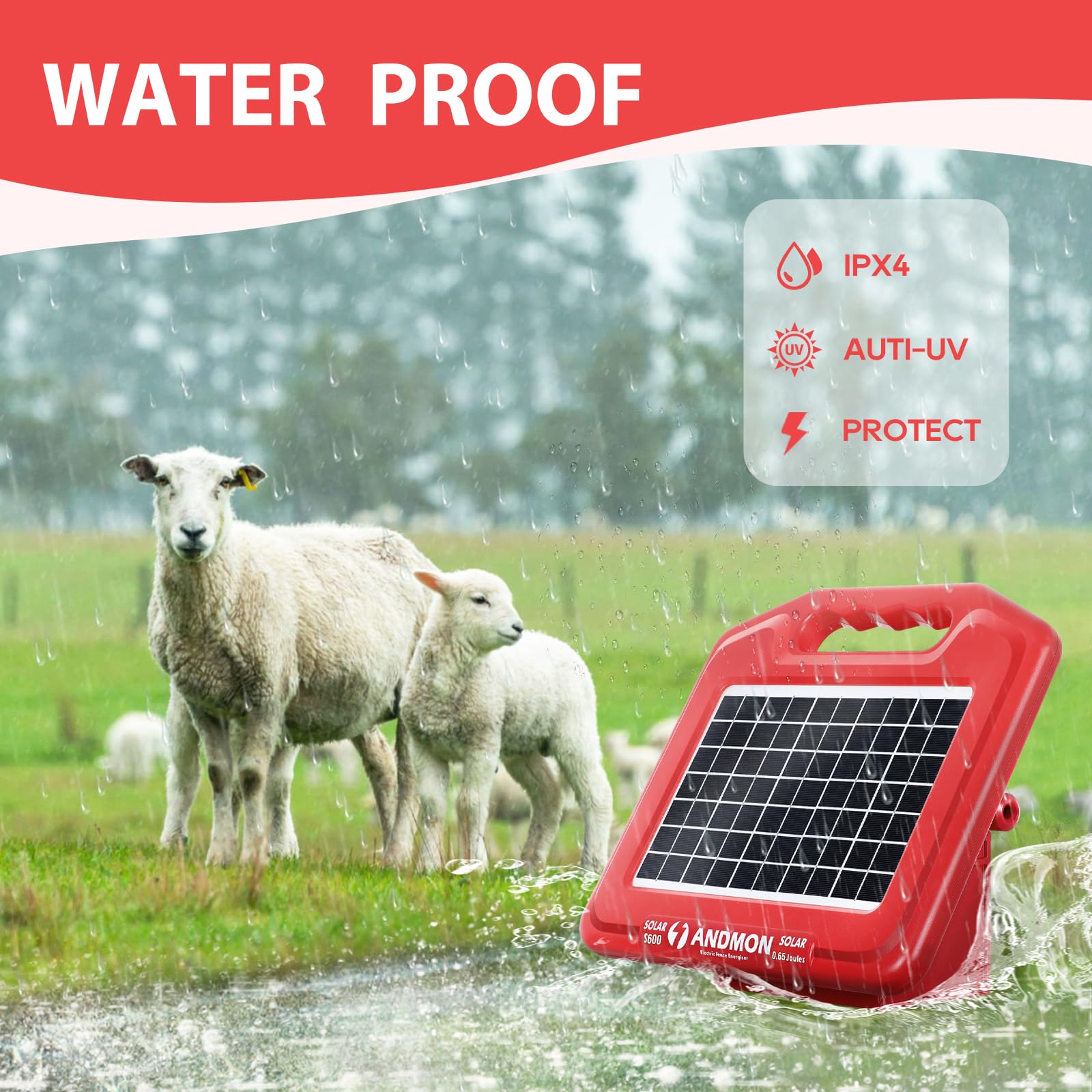 S600 Solar Electric Fence Charger - 35 Mile Range, 0.65 Joules Powerful Solar Fence Energizer for Livestock, Pets & Garden Protection | Weatherproof & Low Maintenance | Perfect for Farms, Ranches & Backyard Security