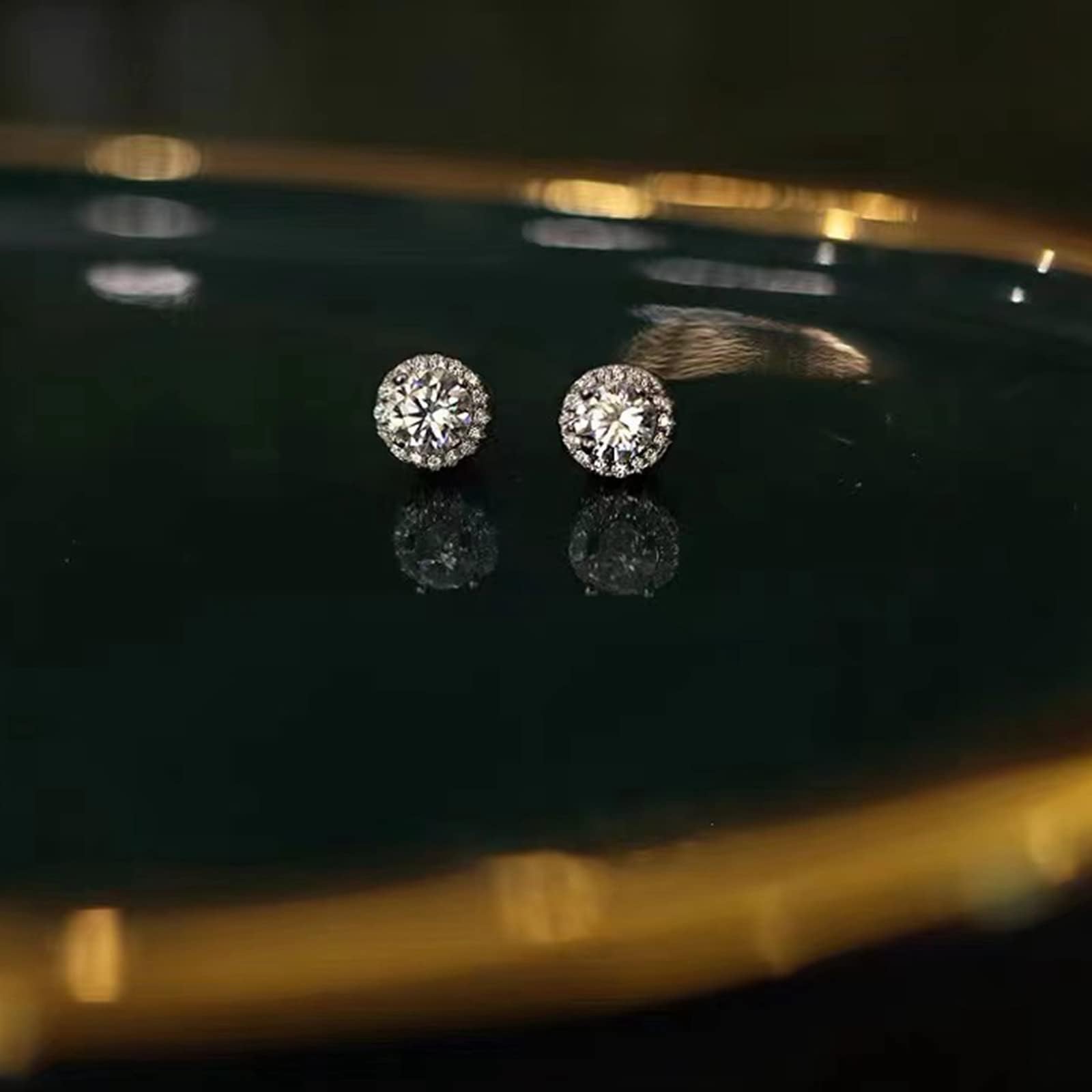 Cubic Zirconia Stud Earrings for Women & Men - 925 Sterling Silver Simulated Diamond CZ Earrings - Perfect for Weddings, Parties & Everyday Elegance