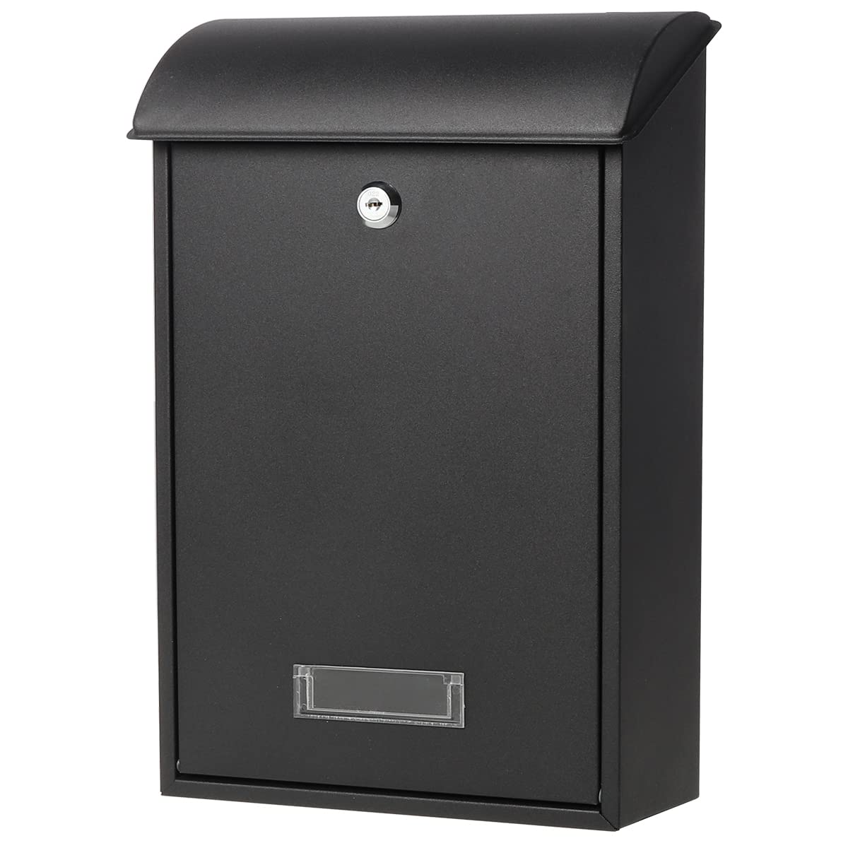Secure Wall Mounted Mailbox with Key Lock - Medium Capacity Outdoor Locking Mail Box for Home & Apartment - Weatherproof Black Mail Drop Box for Porch, Garden & Front Door Security