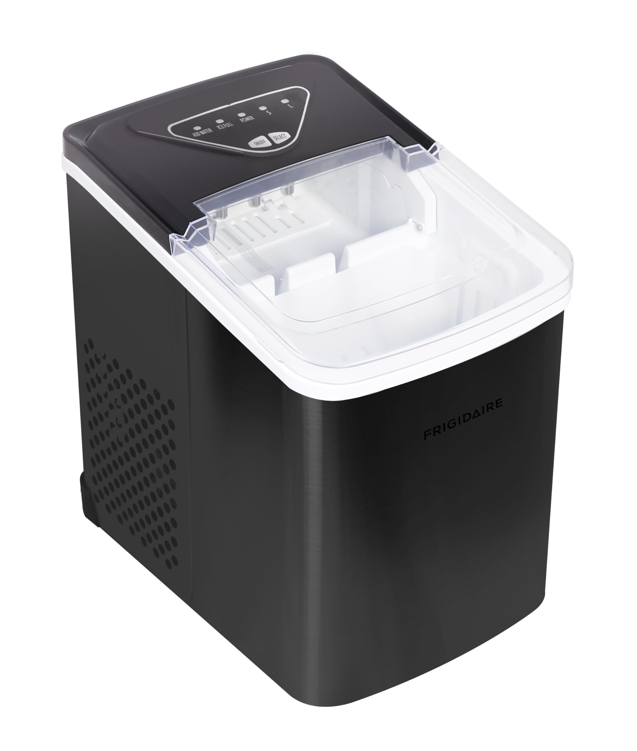 Frigidaire EFIC123-SSBLACK Compact Countertop Ice Maker - 26lbs Daily Output, Black Stainless Steel - Perfect for Home, Office, Parties & Outdoor Events