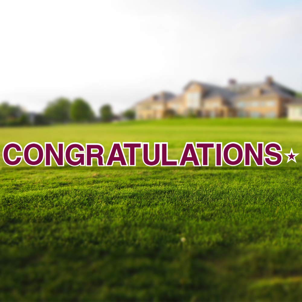 Vispronet 18in Tall Burgundy Congratulations Yard Sign with Weather-Resistant Steel Stakes - Outdoor Party Decor for Graduation, Wedding, Baby Shower & Special Occasions
