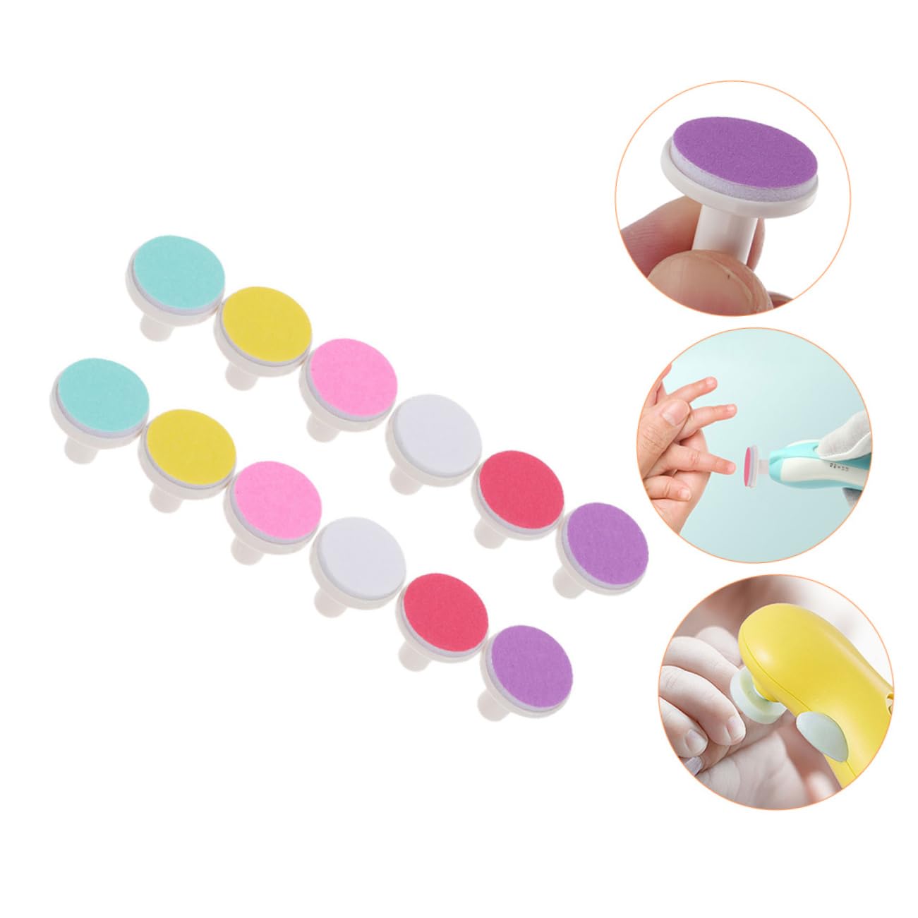 COOLHIYA 12 Pack Newborn Baby Nail Trimmer Pads - Gentle Electric Nail File Replacement Heads for Safe Infant Nail Care - Perfect for Newborns, Toddlers & Sensitive Skin at Home or Travel