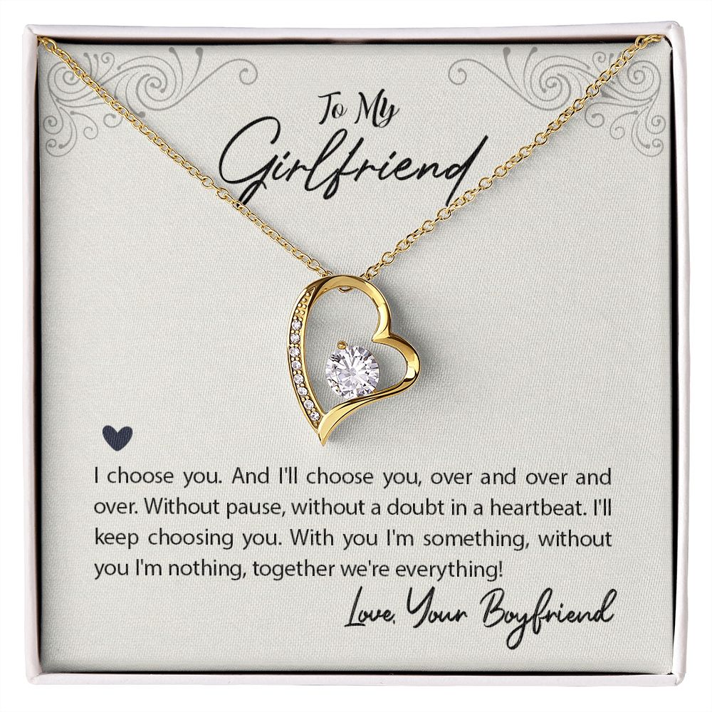 Forever Love Necklace for Girlfriend - White or Yellow Gold Romantic Gift from Boyfriend | Perfect for Anniversaries, Valentine's Day & Special Occasions