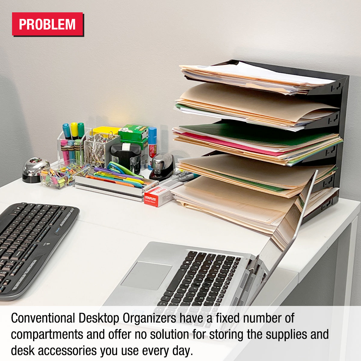 12-Letter Tray Desktop Organizer with Riser Base & 3 Drawers - Modular Office Storage System for Files, Documents & Supplies | Perfect for Home Office, Workspace & School Organization