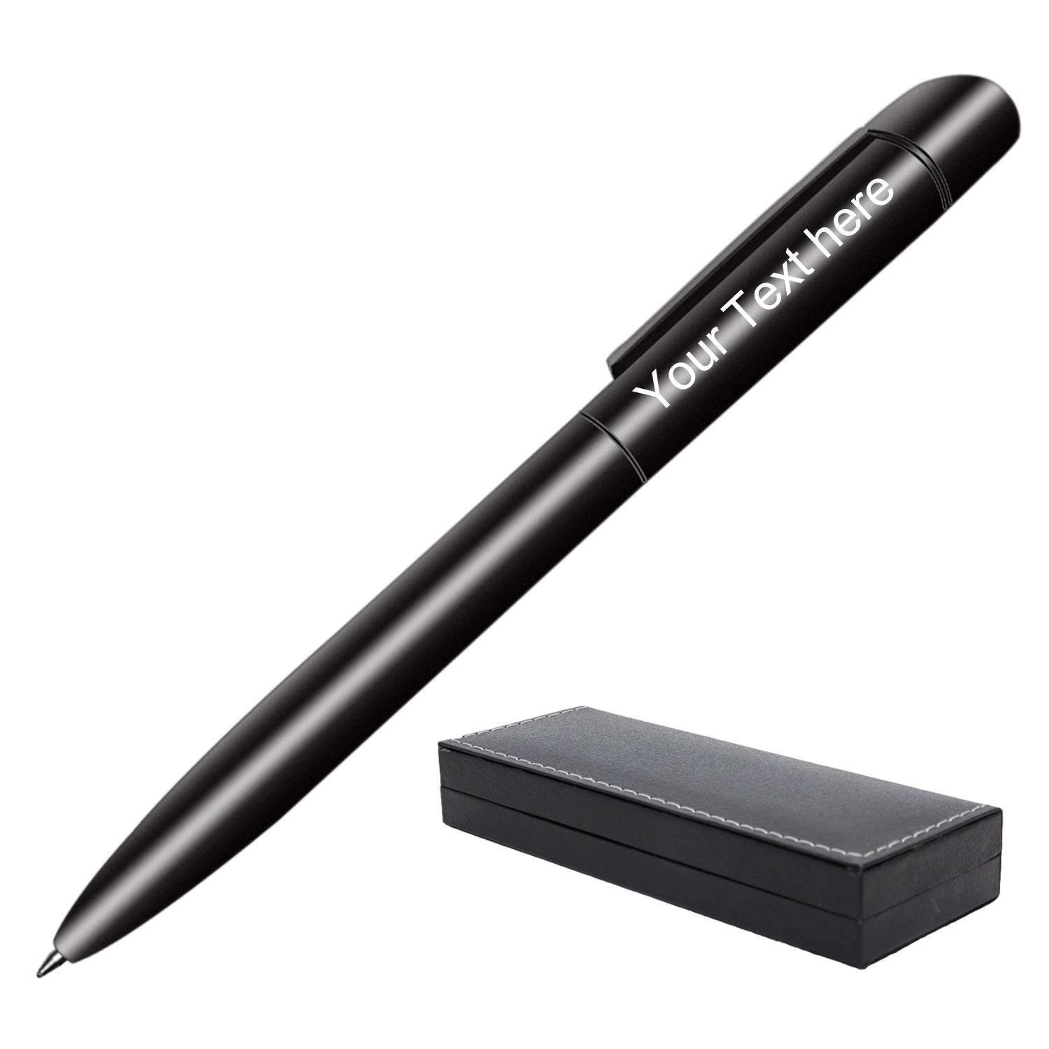 Amlion Custom Engraved Pens - Personalized Ballpoint Pen with Twist Action - Unique Gifts for Men & Women - Perfect for Corporate Events, Graduations & Weddings - Black