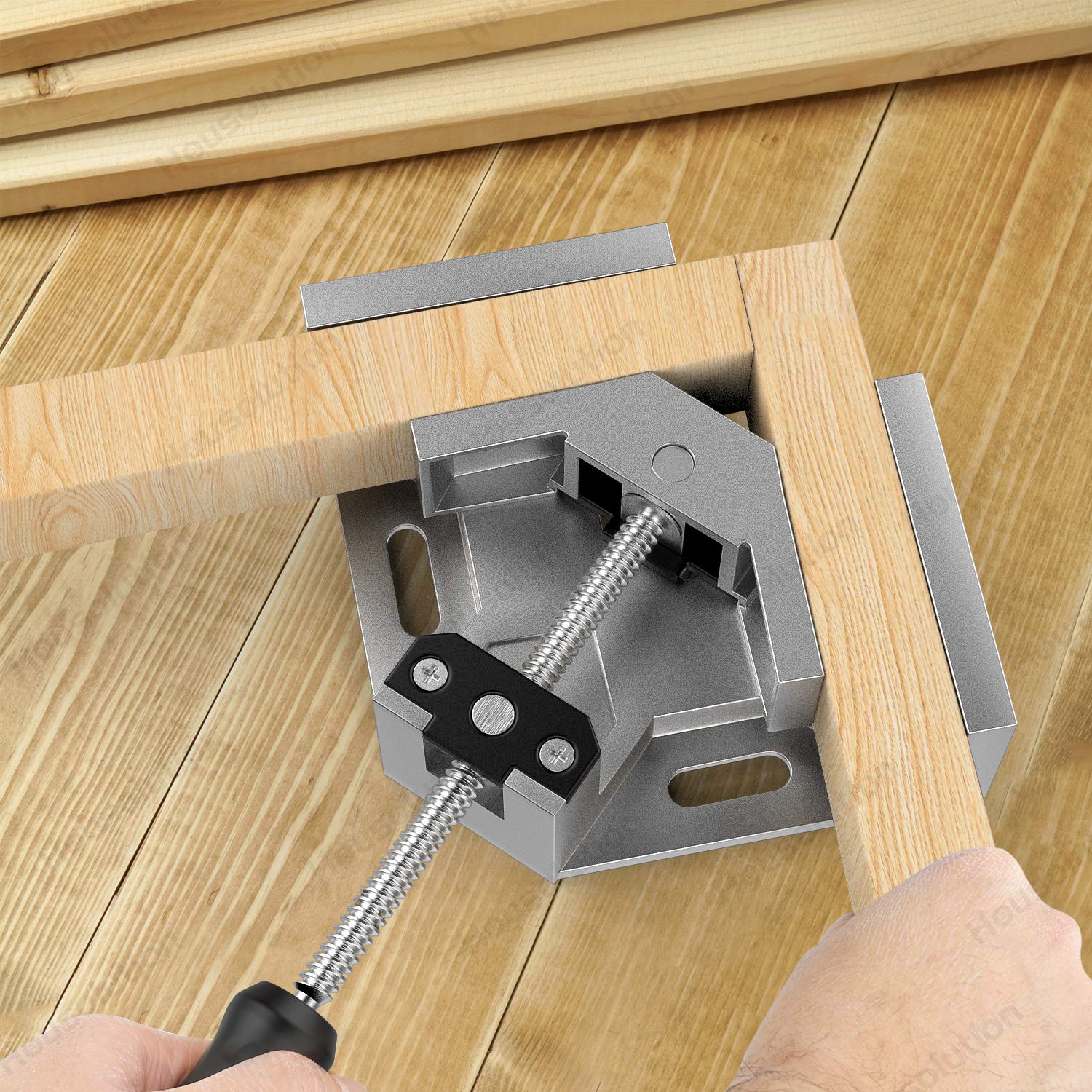 Housolution 2-Pack 90° Right Angle Clamp - Aluminum Alloy Woodworking Corner Clamp with Adjustable Swing Jaw for Photo Frames, Cabinets & DIY Projects - Silver Gray (Perfect for Woodworking, Carpentry & Home Improvement)